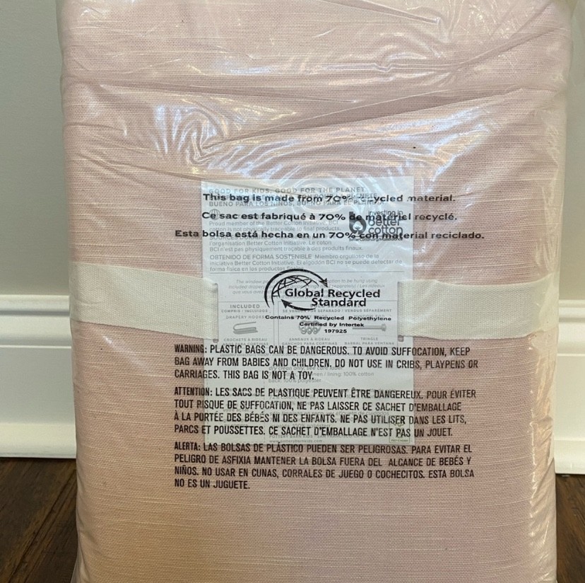 Pottery Barn Kids Evelyn Linen Blackout Curtain – Light Pink