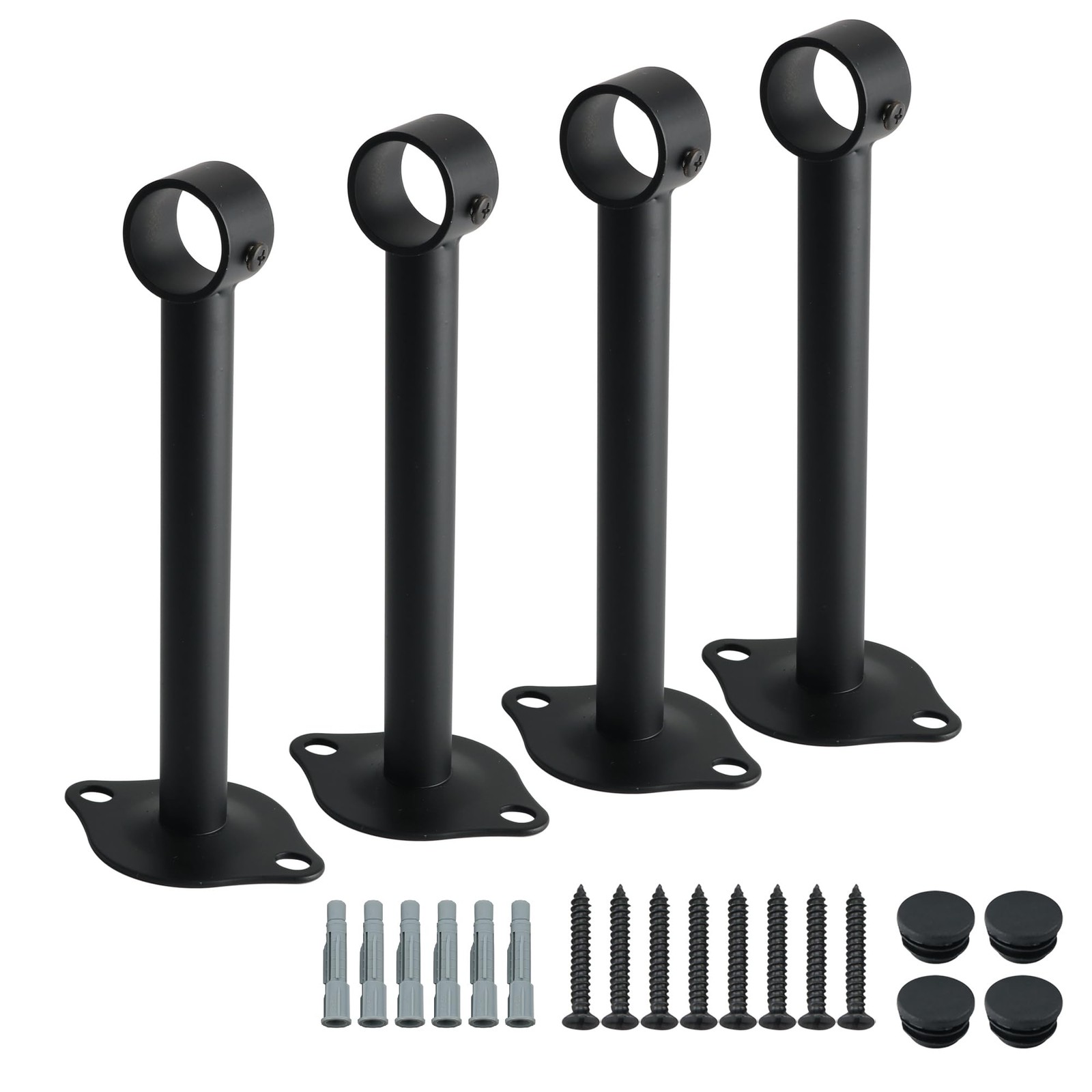 4 PCS Stainless Steel Adjustable Ceiling Curtain Rod Hooks Fits 0.951.06 Inch