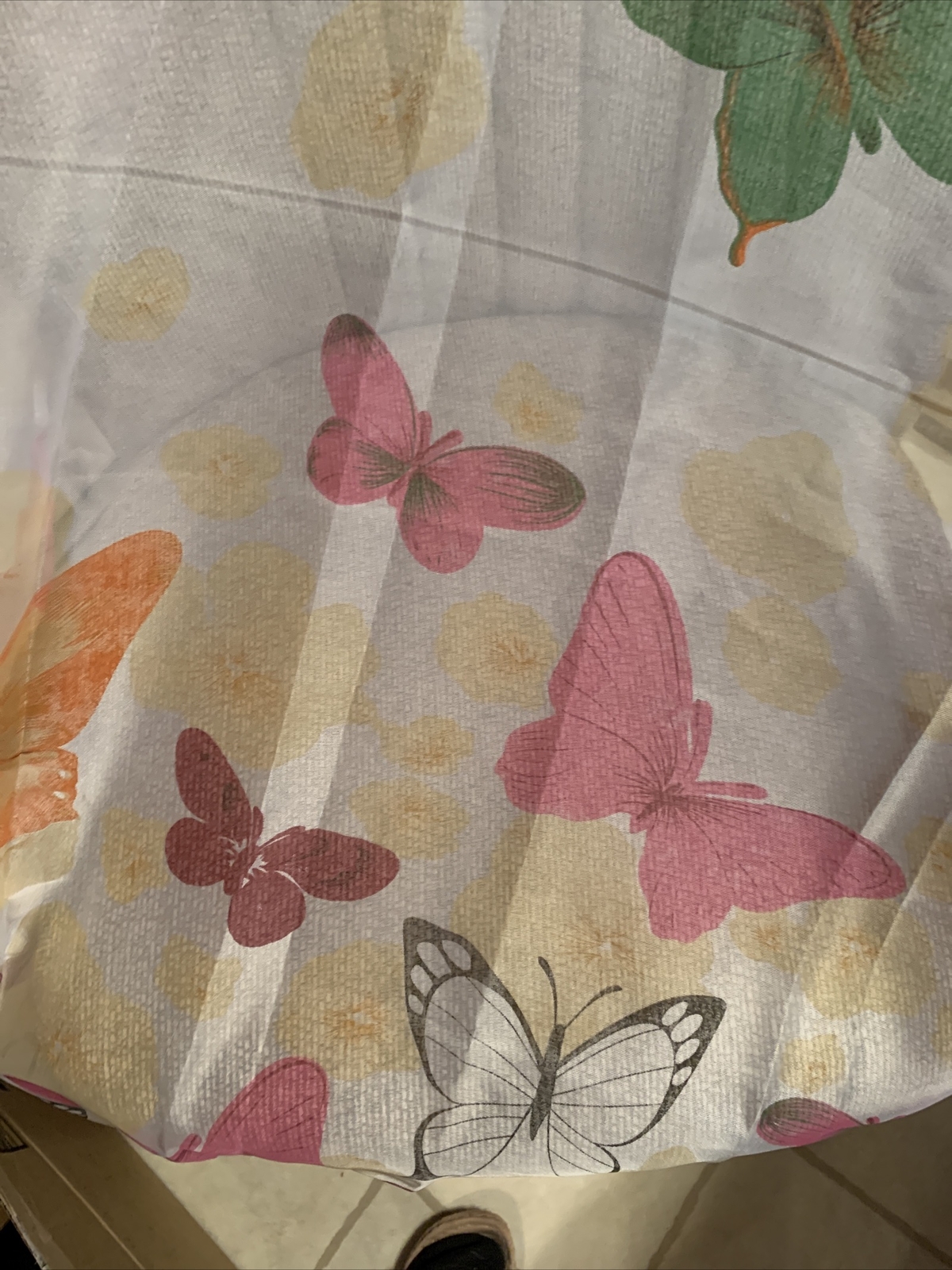 Sheer White Long Multi Color Butterfly Butterflies Curtain Yellow Flowers New