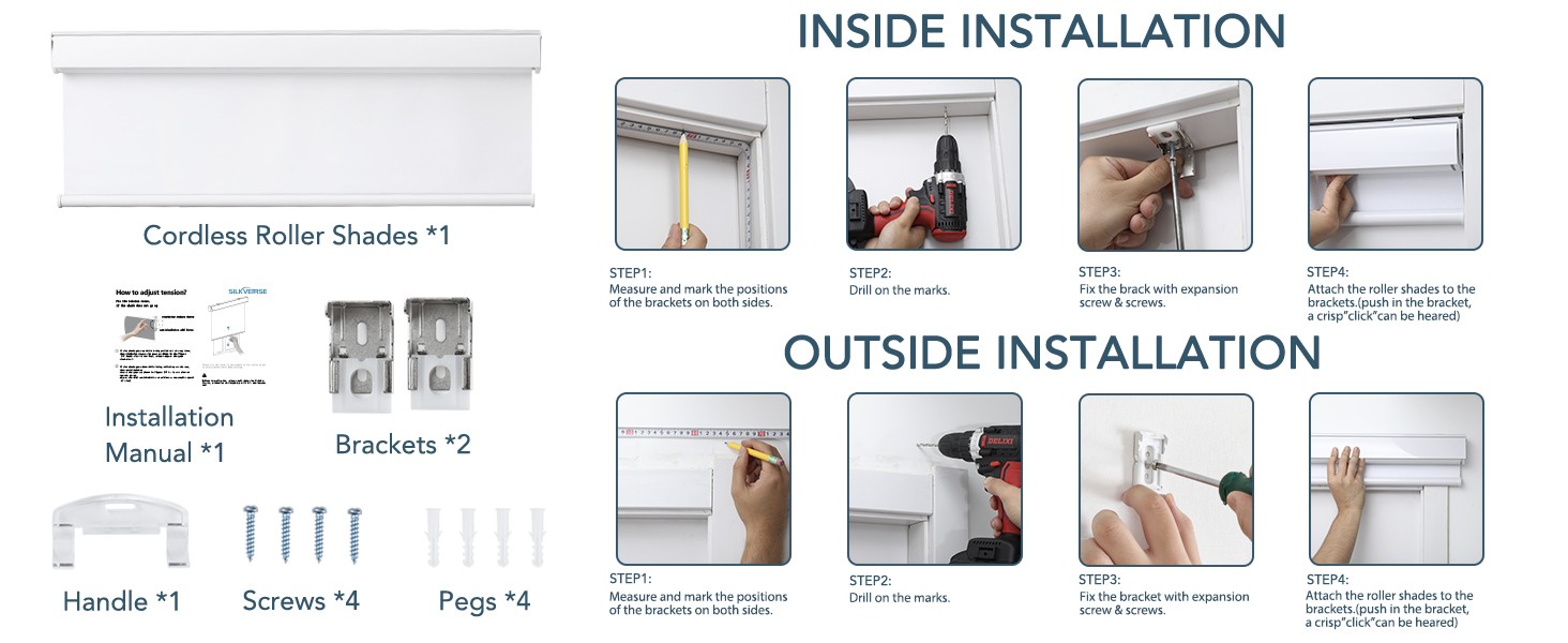 Roller Window Shades Free-Stop Cordless Blackout Blinds, Thermal Insulated Pull