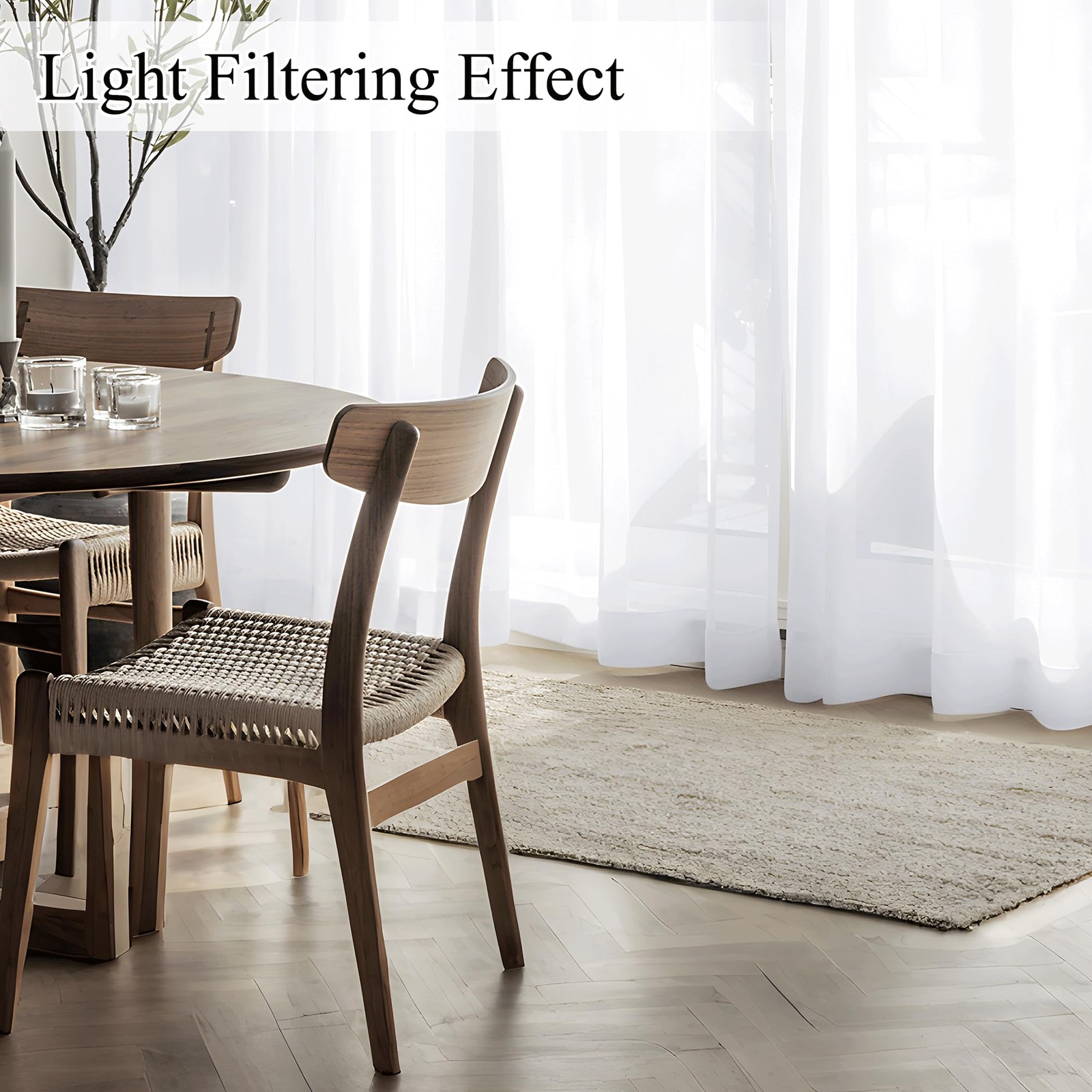 White Non-See-Through Light Filtering Curtains, Semi Sheer Privacy Grommet Dr…