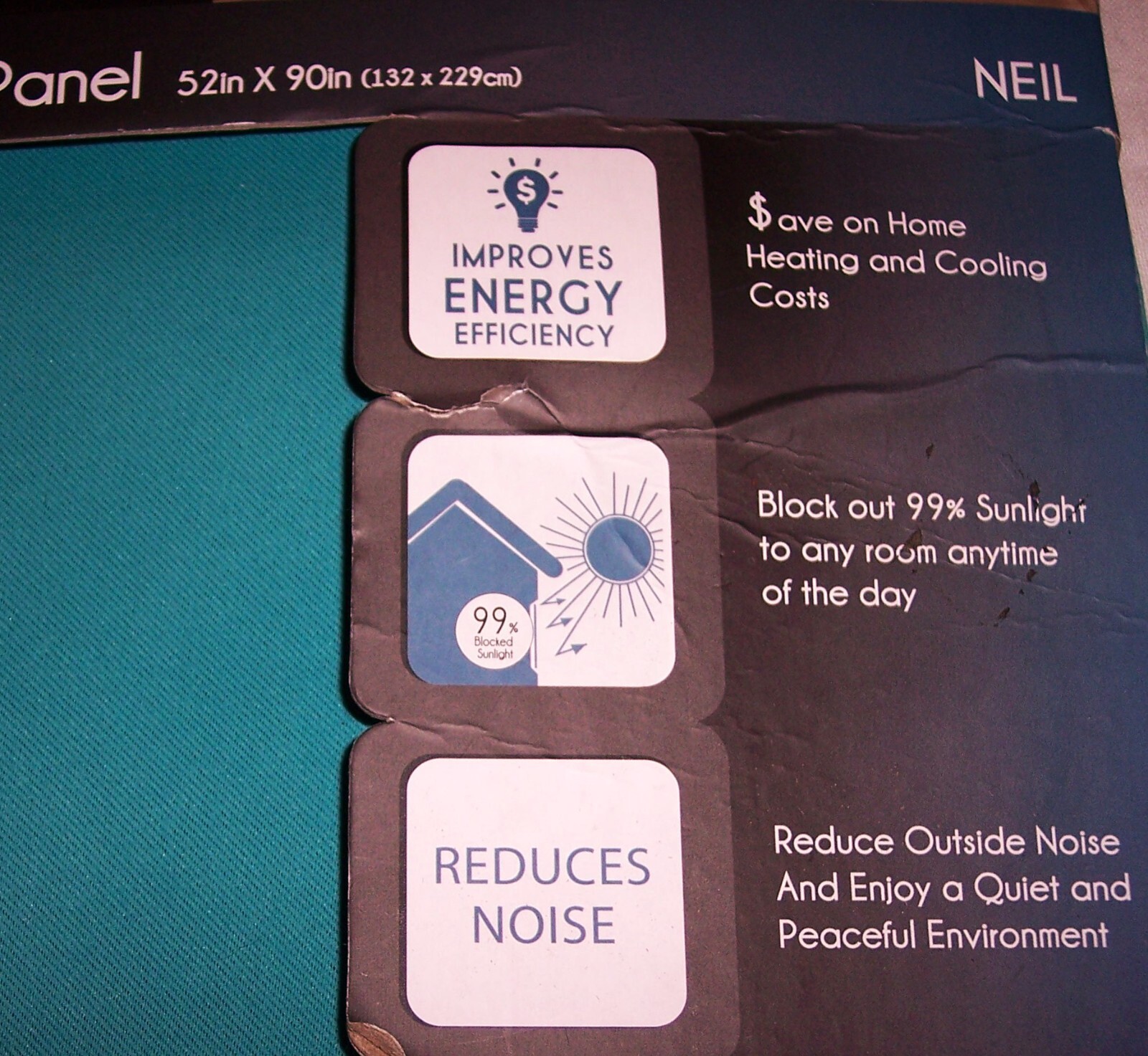VCNY Home Neil Turquoise Solid Grommet Blackout Curtain Panel 52″ X 90″ NEW