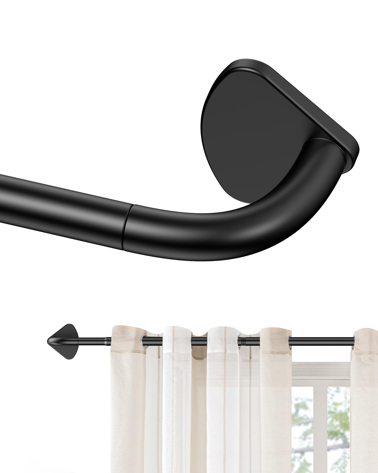 2856 Inch Matte Blackout Curtain Rod 3/4 Inch Heavy Duty Metal Wrap Around