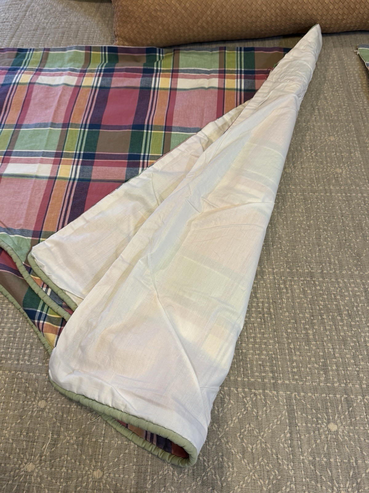 5-Piece Custom Plaid Valances Cotton Pink Green Blue Yellow Preppy EUC Curtains