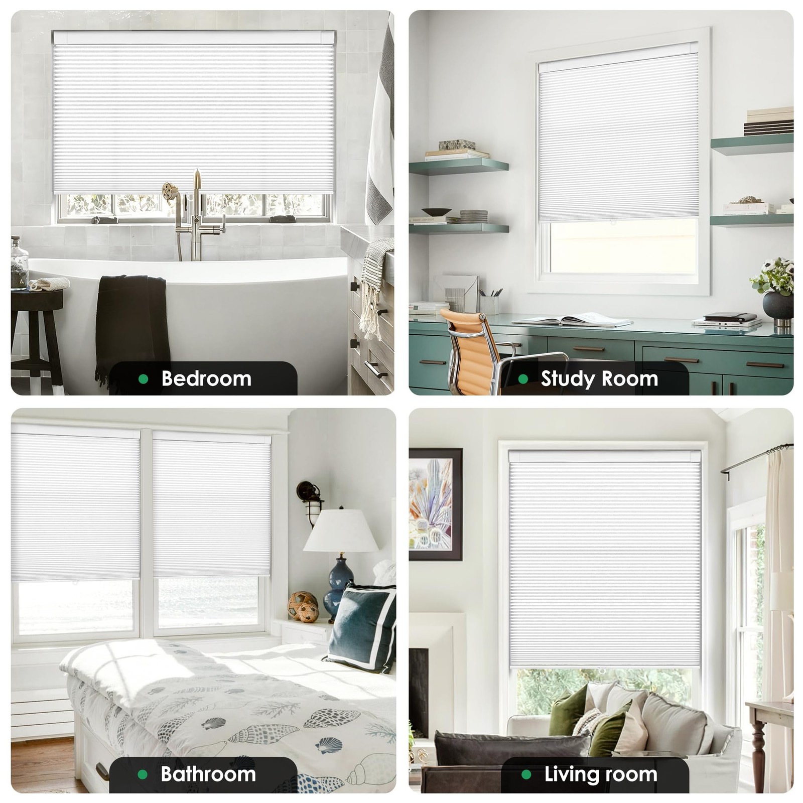 No Tools No Drill Cordless Cellular Shades, Light Filtering Honeycomb Shades …