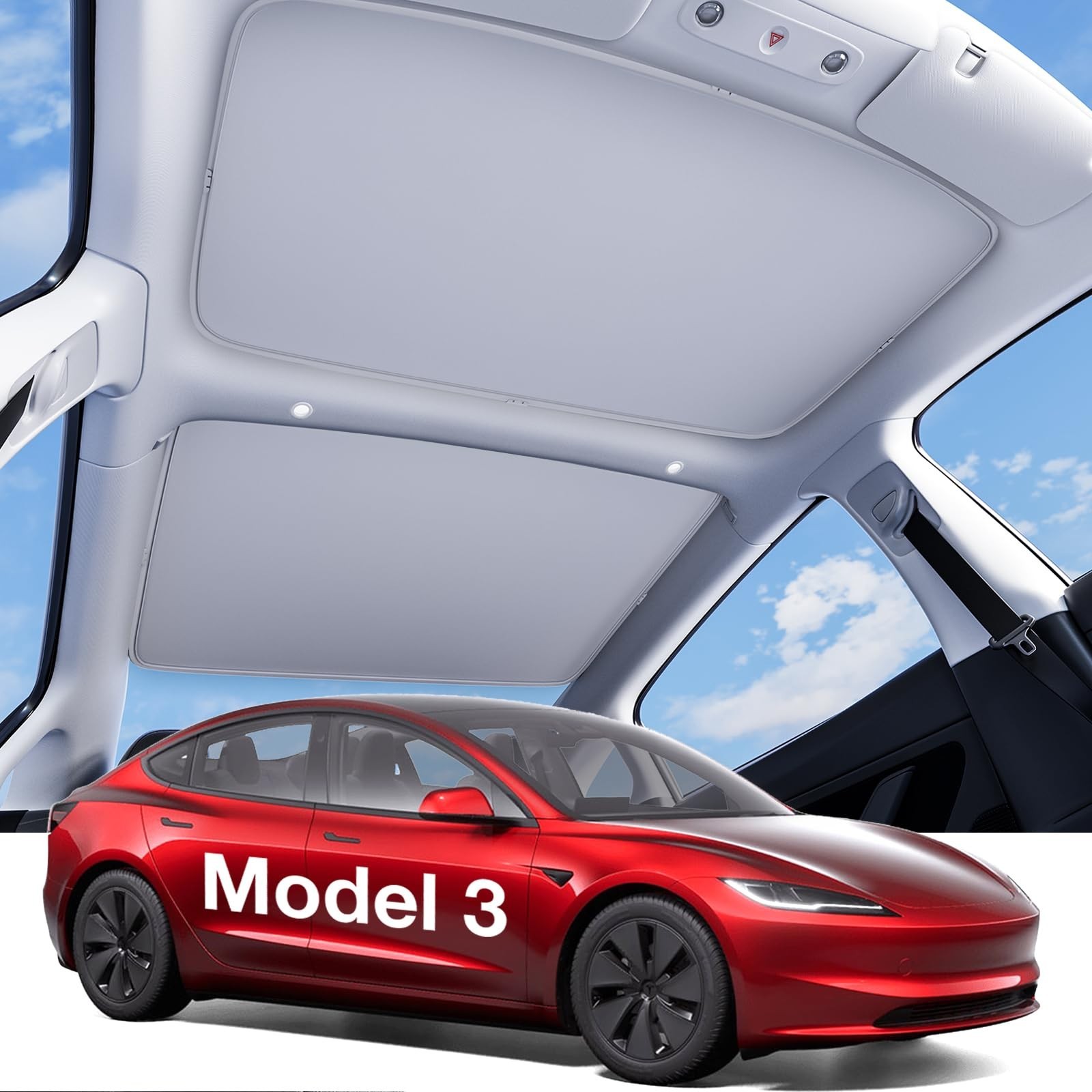 Wigoo Tesla Model 3 Sunshade Roof [Never Sag, Nano Ice-Crystal Coatings] 3-Ge…