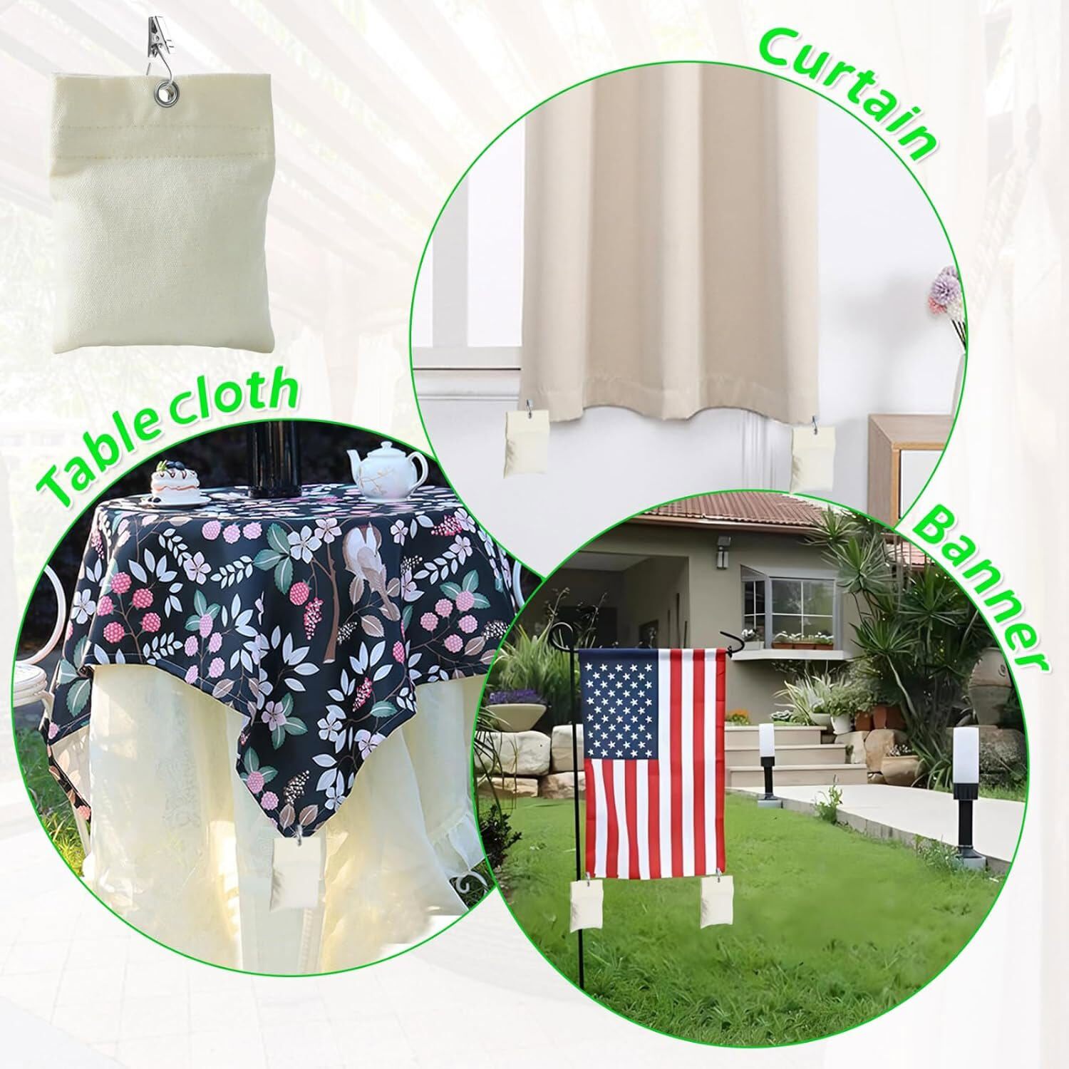 8Pack Outdoor Curtain Weights Curtain Sandbag Weighted Bags Patio Curtain Weight