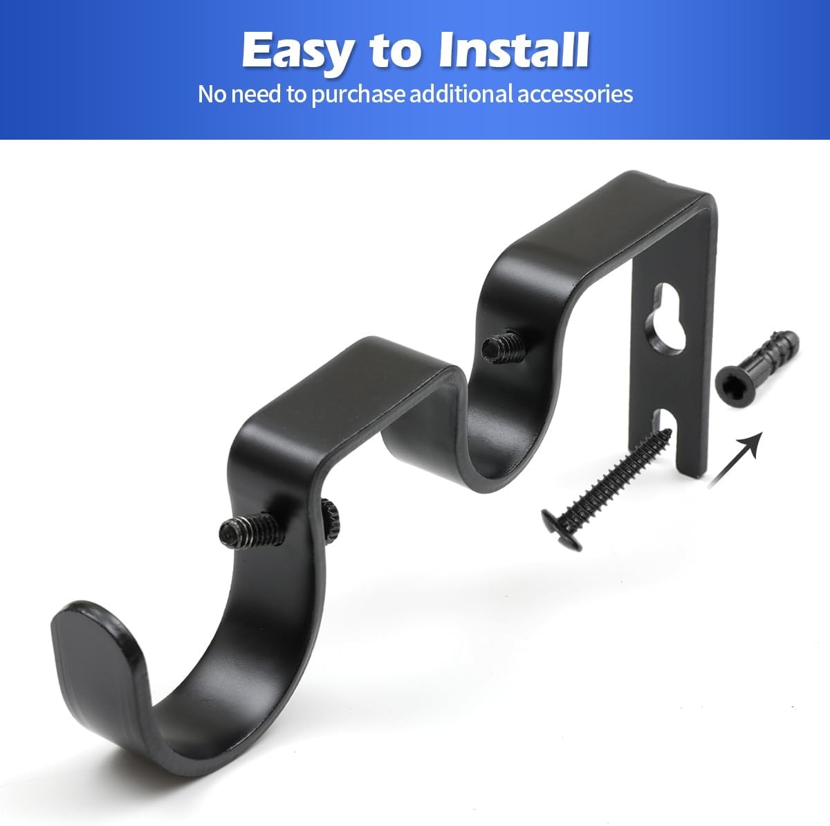 Heavy Duty Double Curtain Rod Bracket Double Rod Holders for 1 1/4 Inch and 3/4