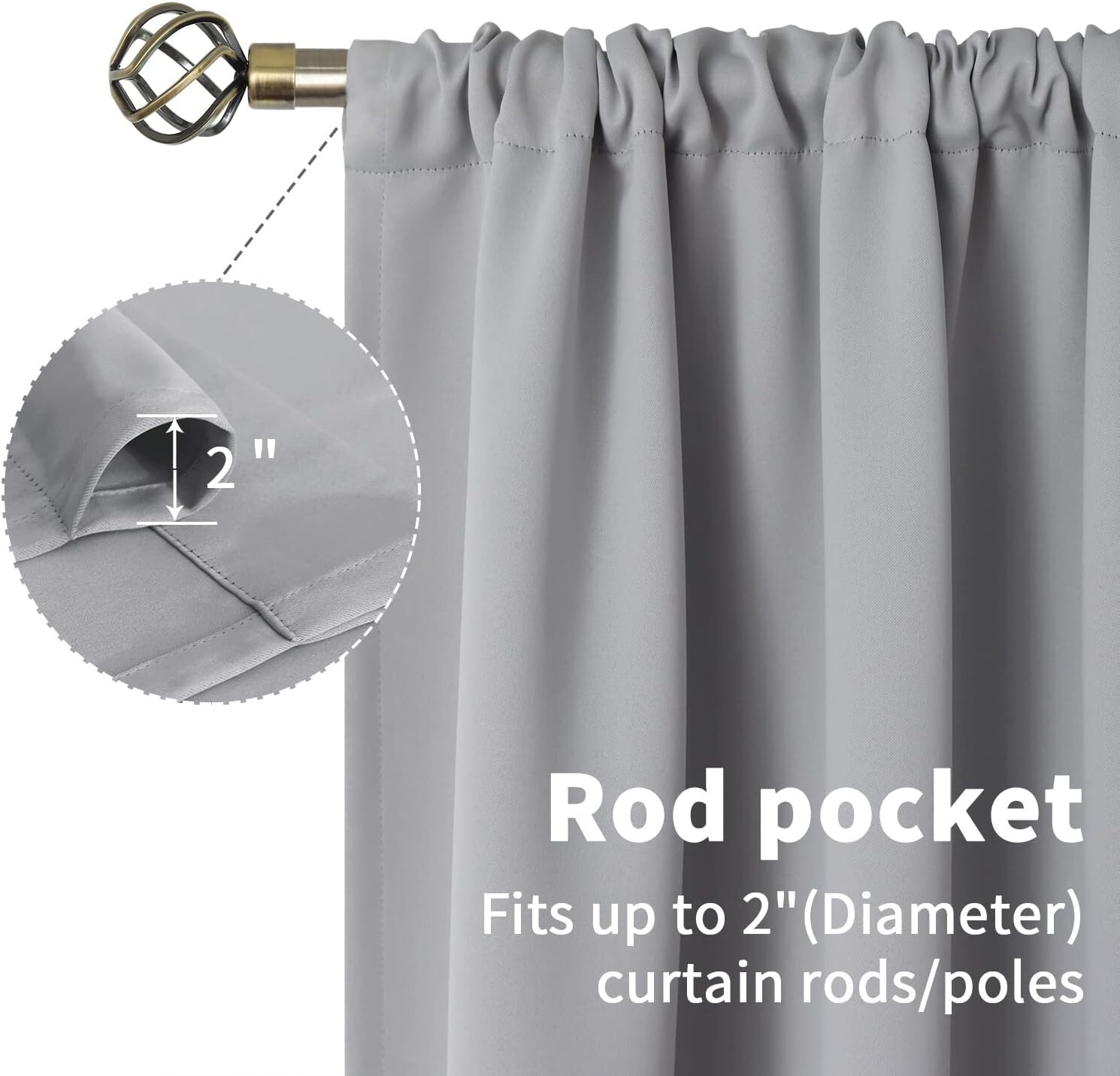 Elegant Thermal Insulated Light Grey Room Darkening Curtains 42×48 for Privacy