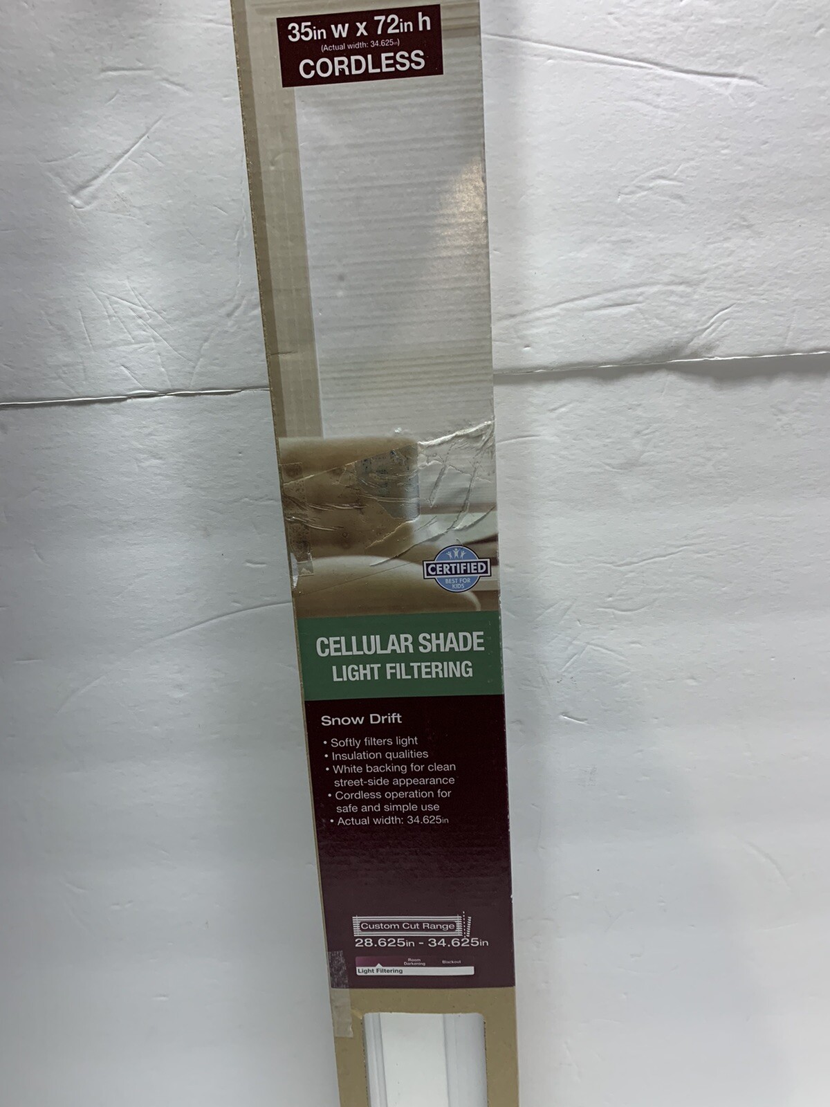 HDC Snow Drift Cordless Shade – 35″W x 72″L