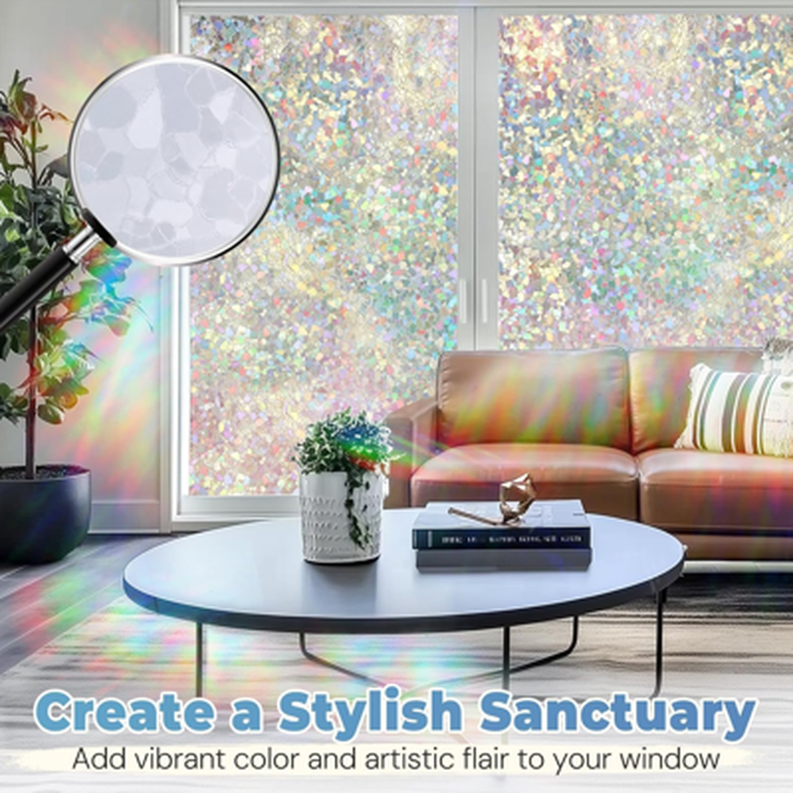 Window Privacy Film Rainbow Decorative Sticker 17.5 x 78.7 inches Static Cling
