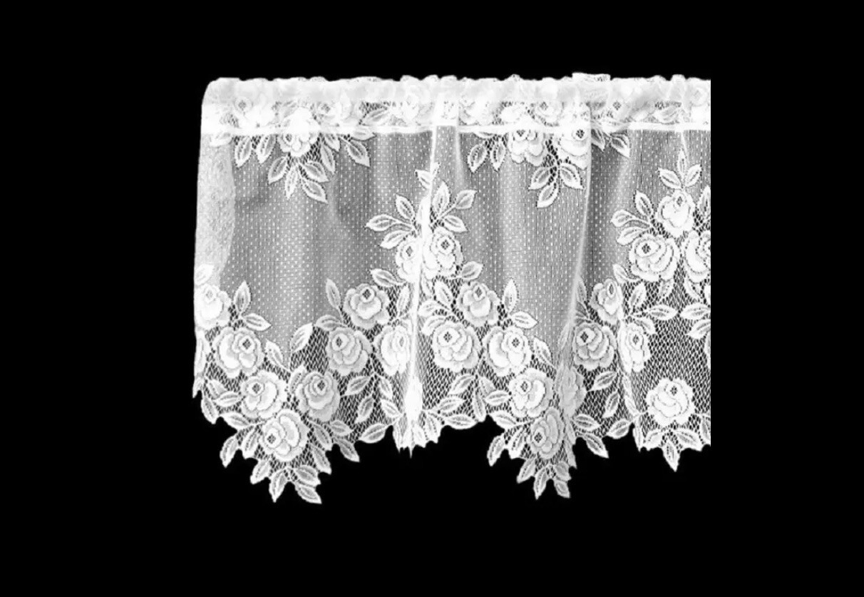 HERITAGE LACE CURTAINS TEA ROSE 60″ X 24″ TIER ECRU (BEIGE) NEW MADE IN THE USA