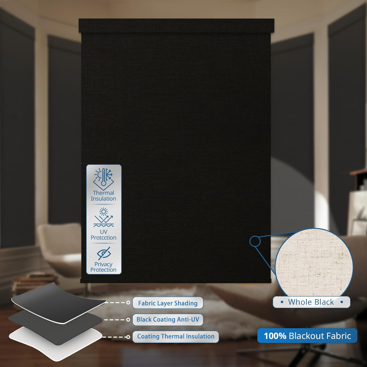 Motorized Blinds for Windows – Hapadif Roller Window Shades with Remote, No-Dril