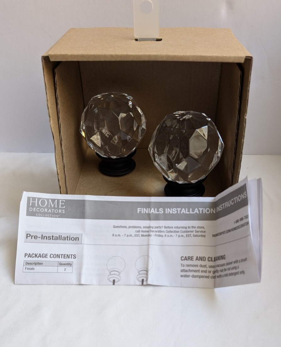 Crystal Sphere Curtain Rod Finials – Matte Black – Home Decorators Collection