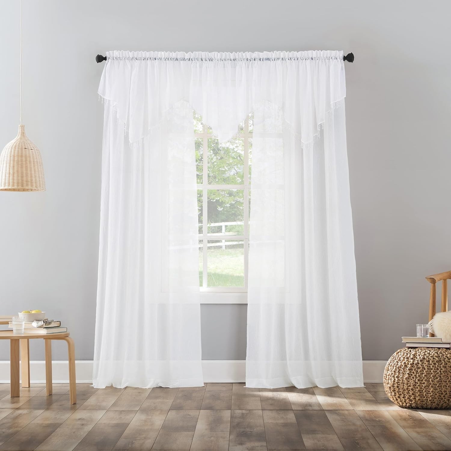Machine Washable 51″ x 108″ Crushed Sheer Voile Curtain Panel – Stylish Privacy