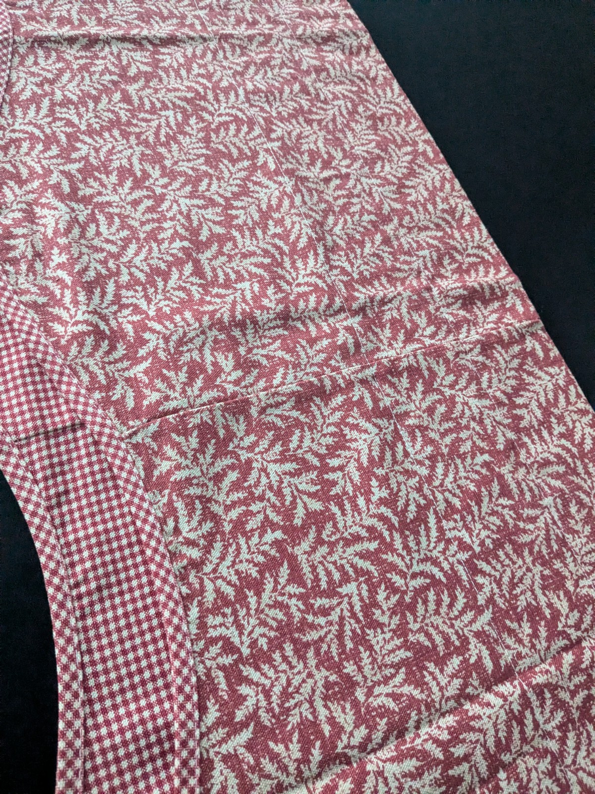 Waverly Red Fernwood & Gingham Check Valance Scalloped Edge 15.5×76″ #3