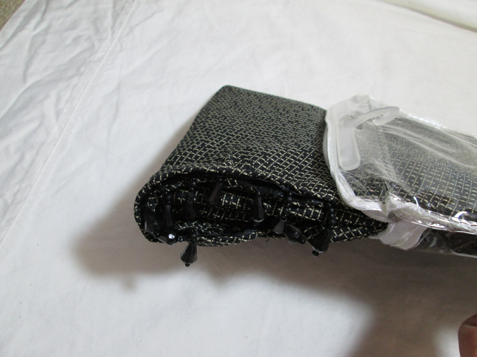 New Essential Home Sheers Beaded Waterfall Valance 64″x36″ ~ Tulsa Black New