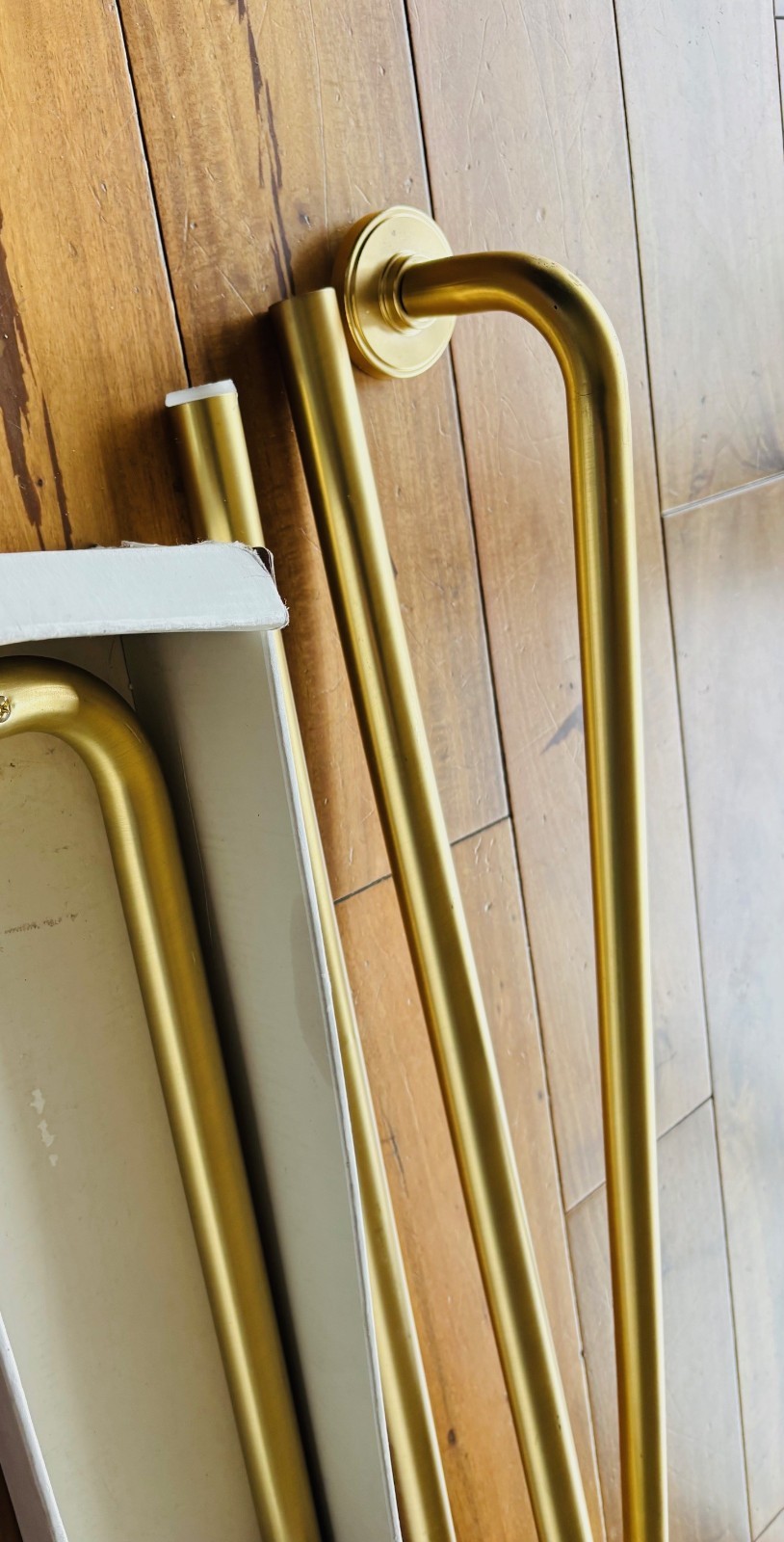 Two Sets! Blackout Rounded Curtain Rod Brass – Threshold – 66″-120” & 36″-66″