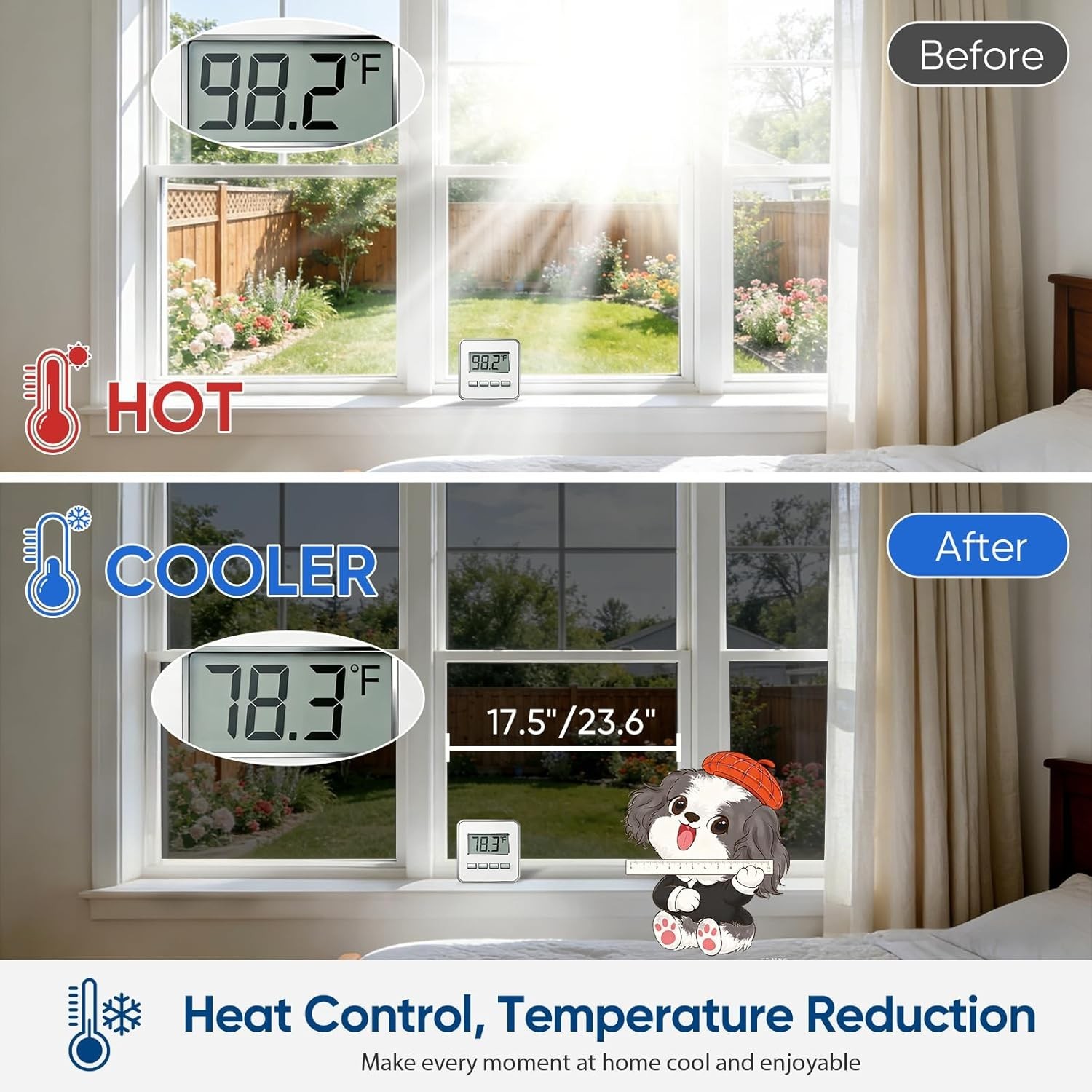 Window Tint for Home, One Way Privacy Film Heat & UV Blocking, Static Cling N…