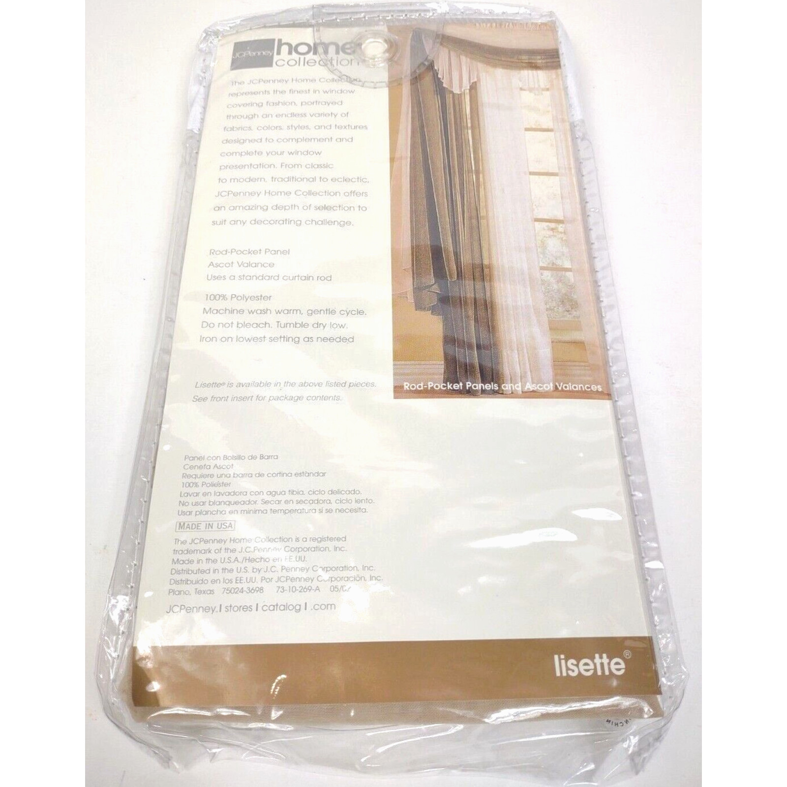 JC Penney Home Collection Lisette Ascot Valance 60″ x 20″ Brown Linen – NEW