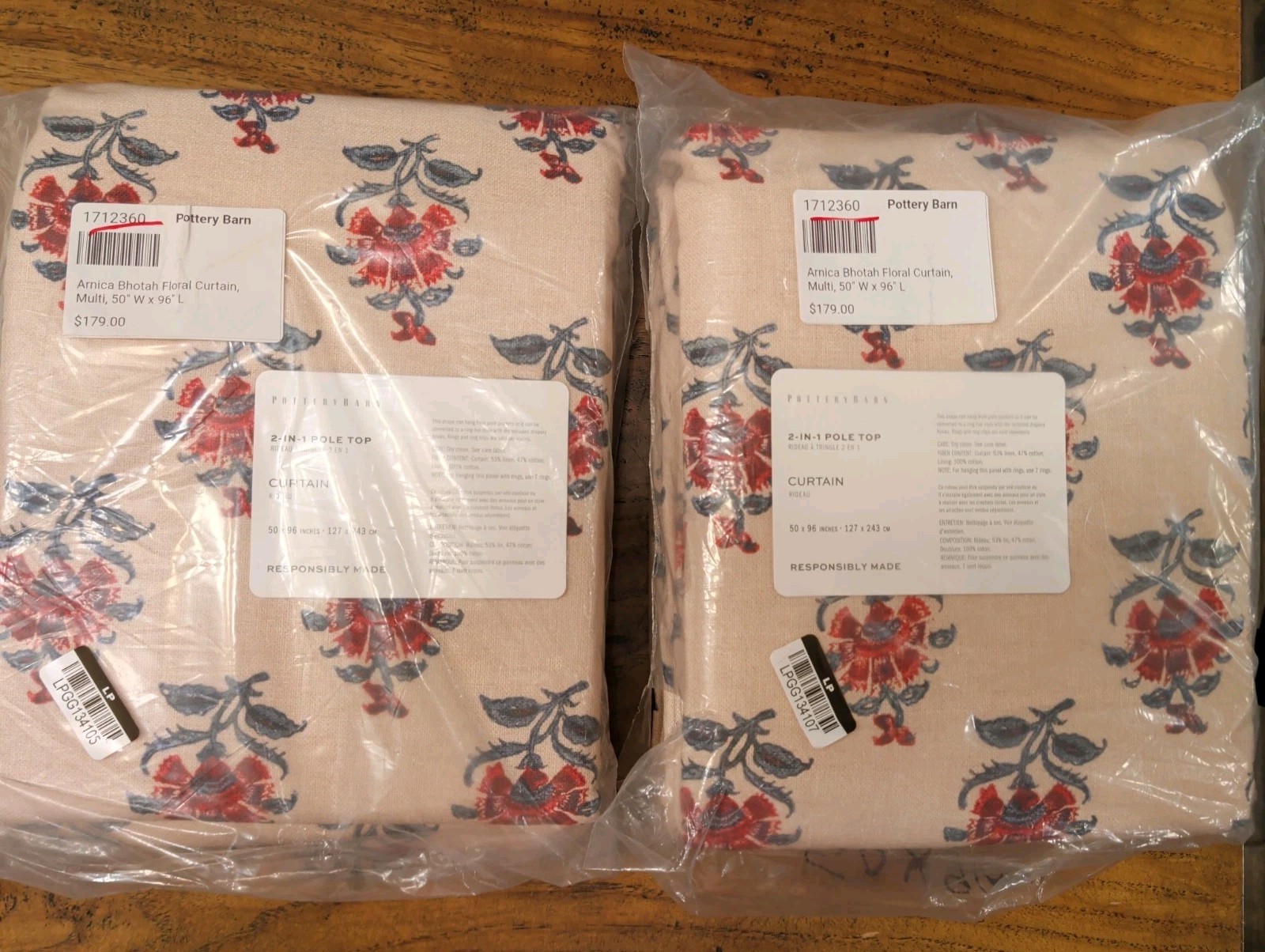 POTTERY BARN Set of 2 Arnica Bhotah Curtain Panels-50×96″-OPEN BOX