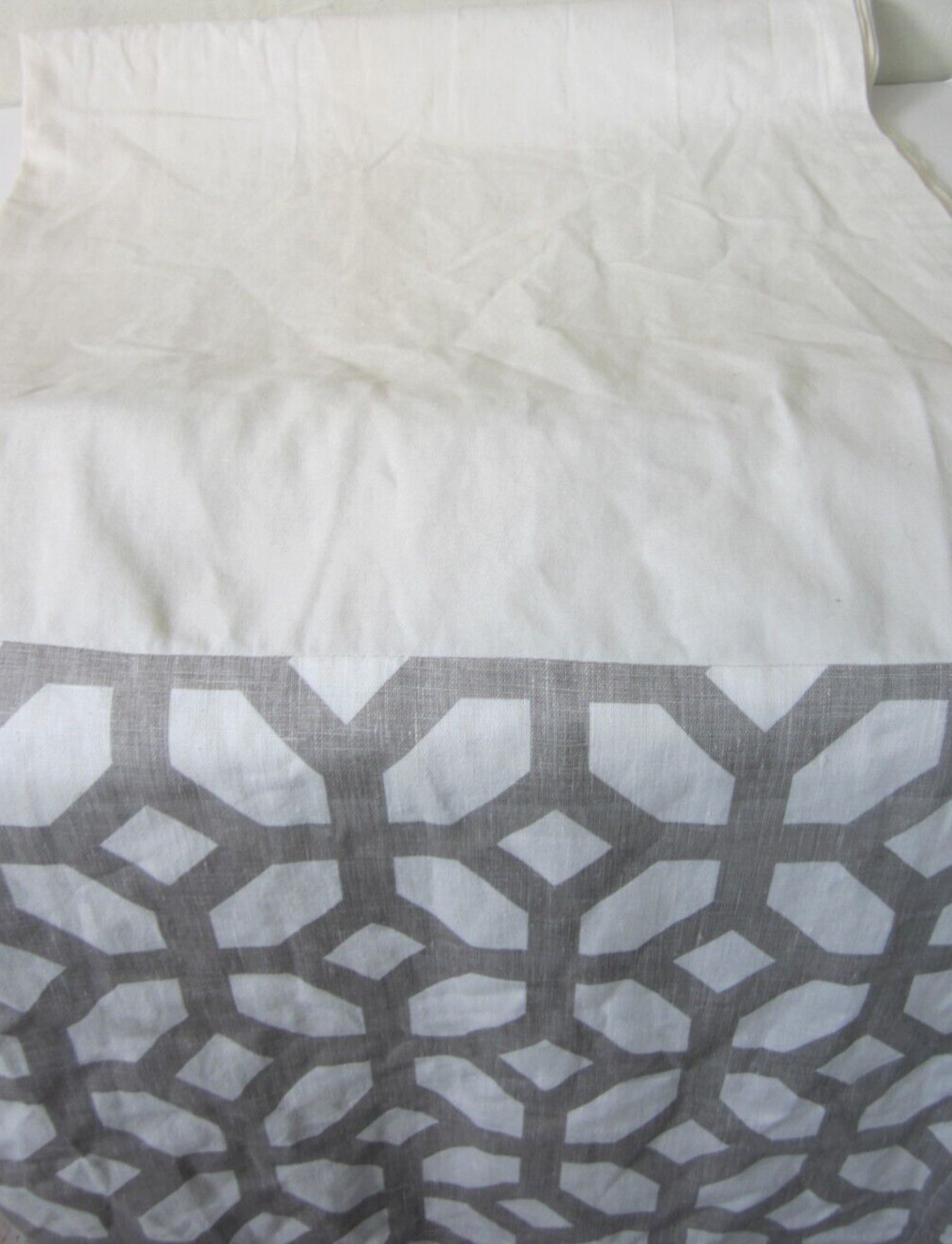 Pottery Barn Gray Geometric Hem Curtain, 1 Panel, 44”x 84” Lined