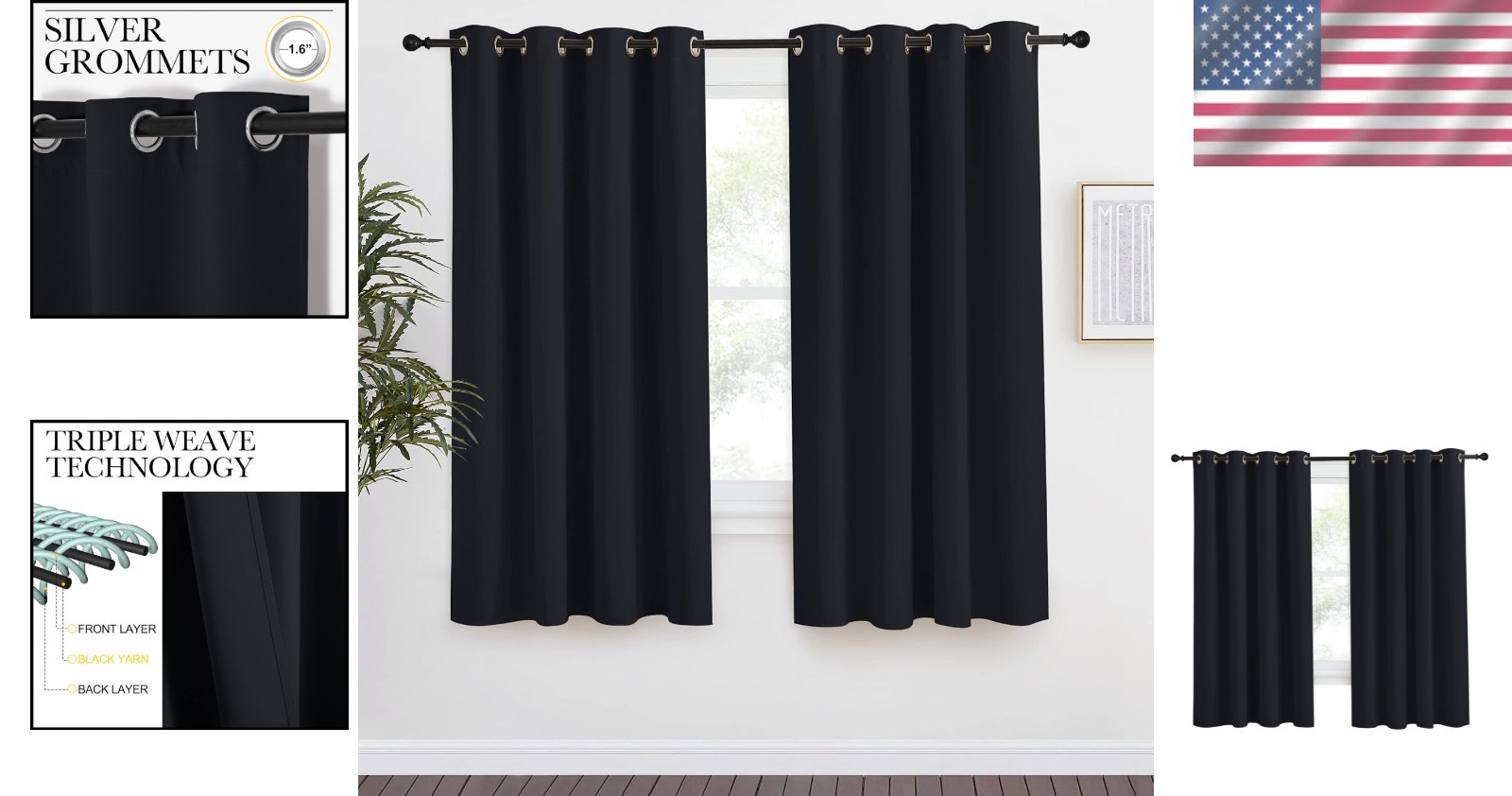 Modern Blackout Drape Panel 55×68 Inch, Elegant Grommets for Bedroom/Living Room
