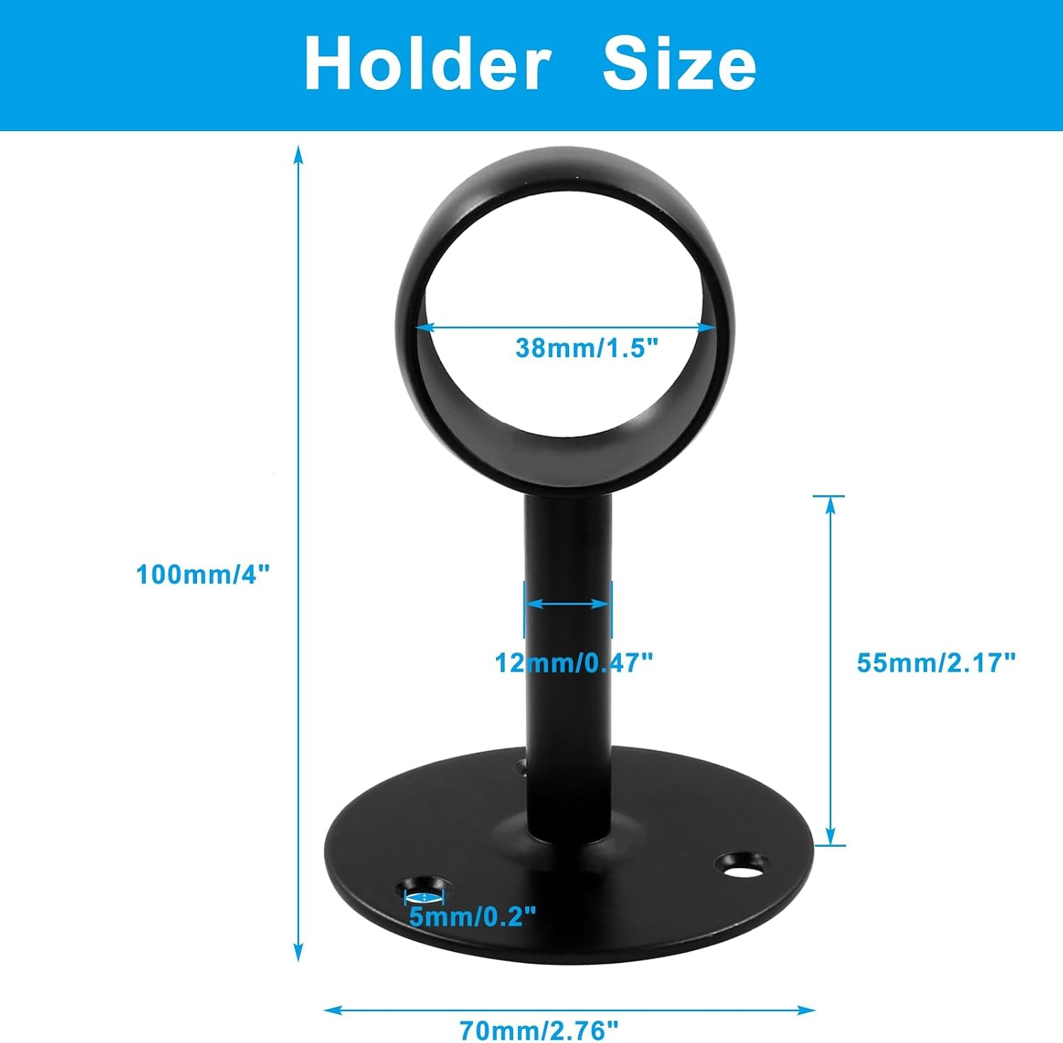 1-1/2 Inch Curtain Rod Ceiling-Mount Bracket, Stainless Steel Flange Rod Holder