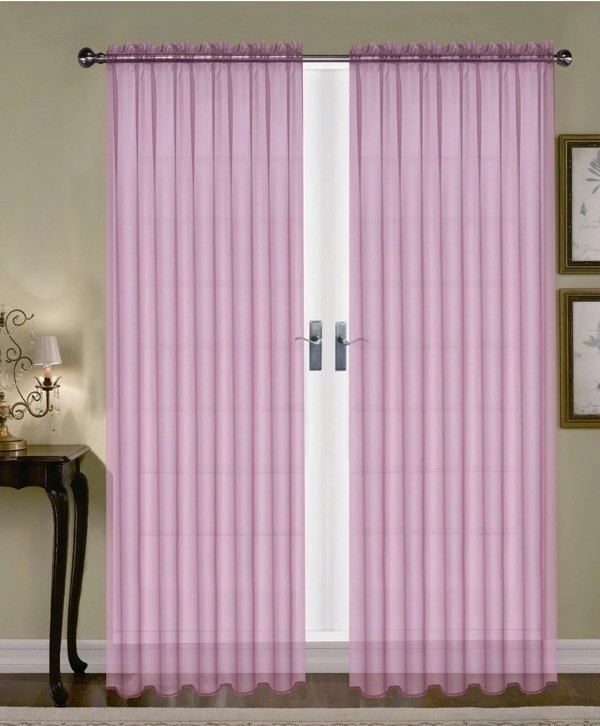 Voile Sheer Curtain Panel Emelia Original Lilac 60″ W x 63″ L Simple Elegant NEW