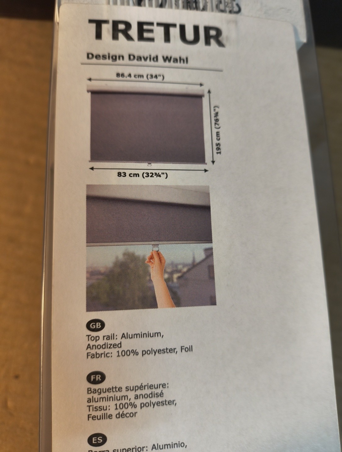 IKEA TRETUR Blackout Roller Blind Gray 32×76 ¾” in Original Package