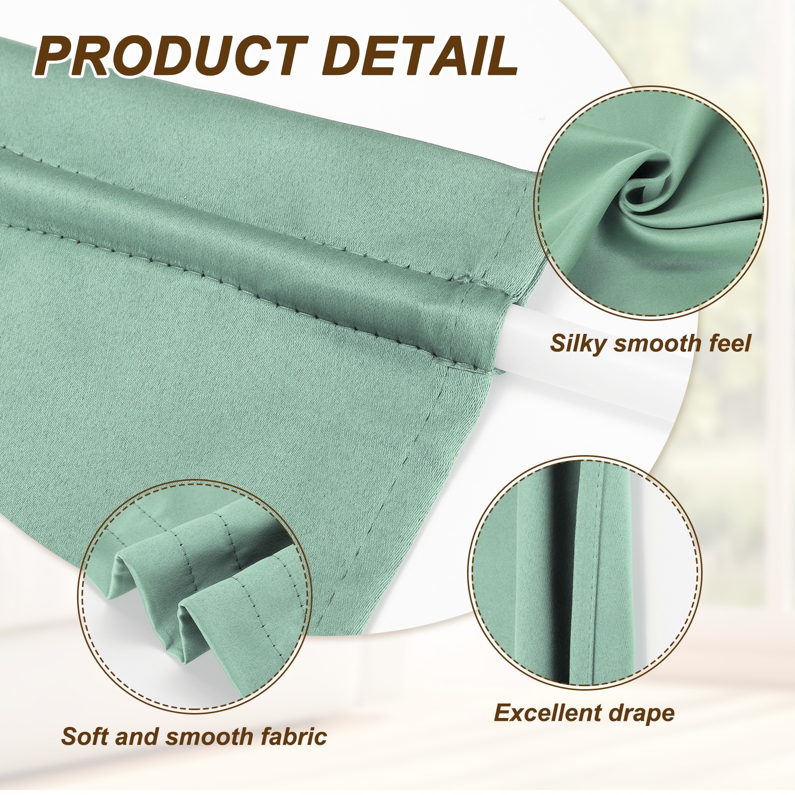 1 Pc French Door Curtain, 30″ x 40″ Blackout Drape, Dark-gray-green
