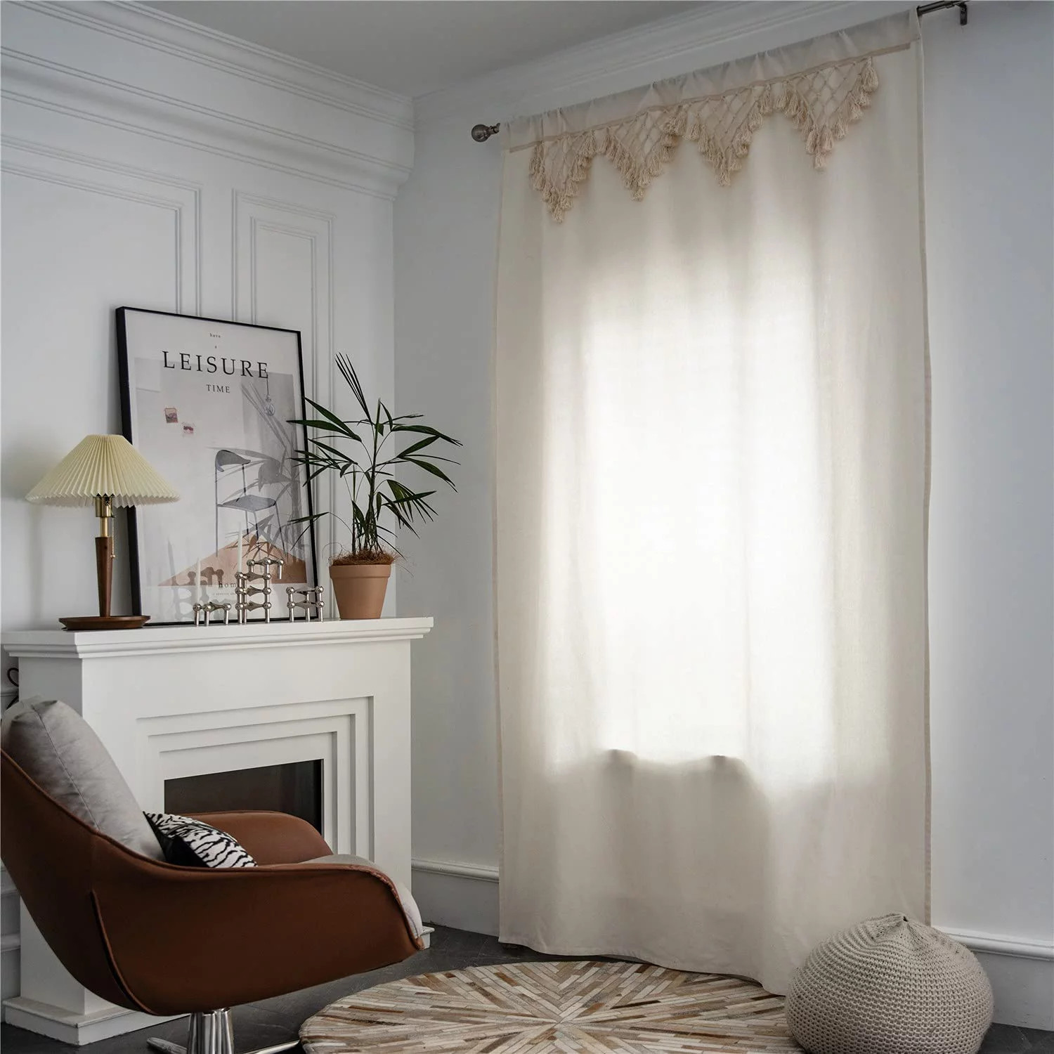 White and Fresh Window Curtain Panel 1pc – Linen Blend Light Filtering Bedroom
