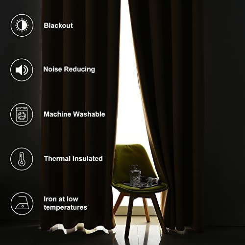 100% Blackout Curtains 96 inch Length for 52″W x 96″L (Pack of 2) Sky Blue