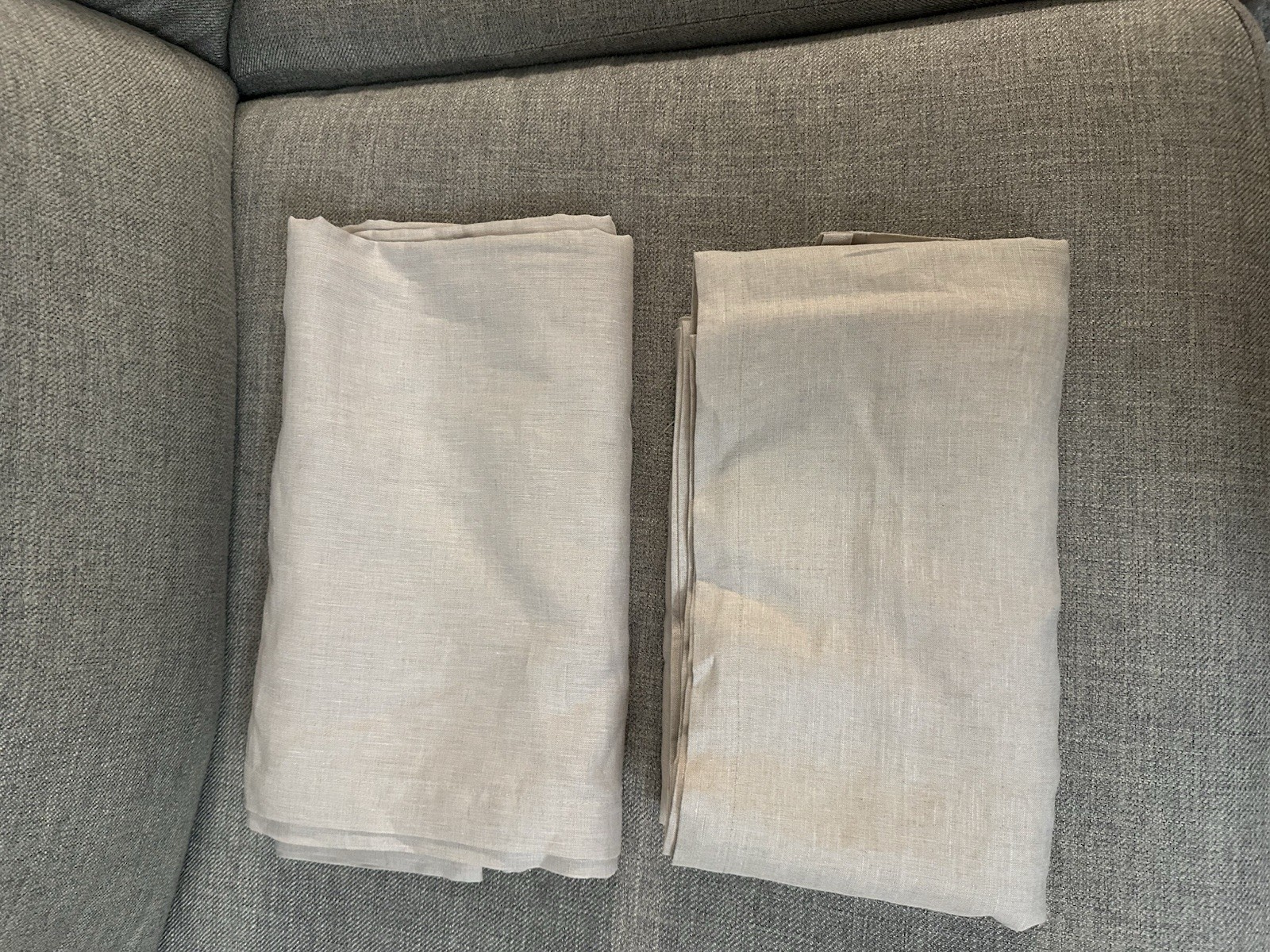Set Of 2 New Threehold Linen Light Filtering Curtain Panels Beige 95×54″