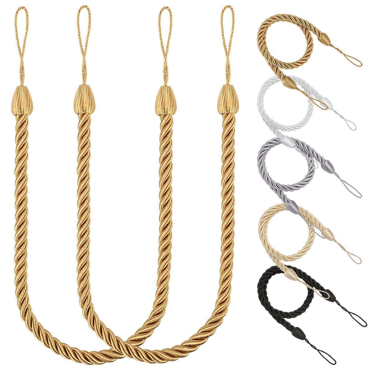 4 Curtain Tieback Tie Backs Holdbacks Handmade Braid Durable Curtains Rope Nylon