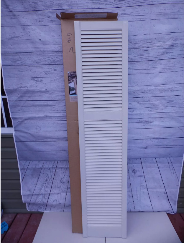 15″ x 67″ PLYGEM Open Louvered Polypropylene Shutters Pair in Sand Dollar
