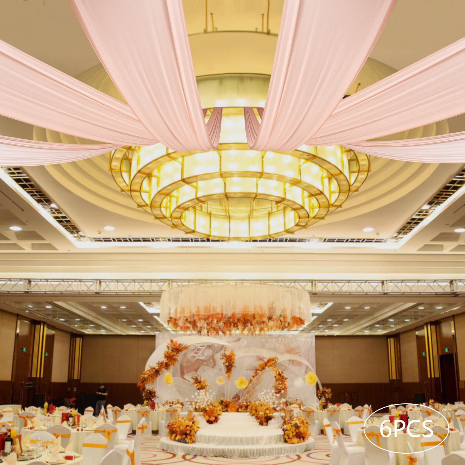 6PCS 5x30FT Ceiling Drapes Ceiling Draping Backdrop Curtains for Party Wedding