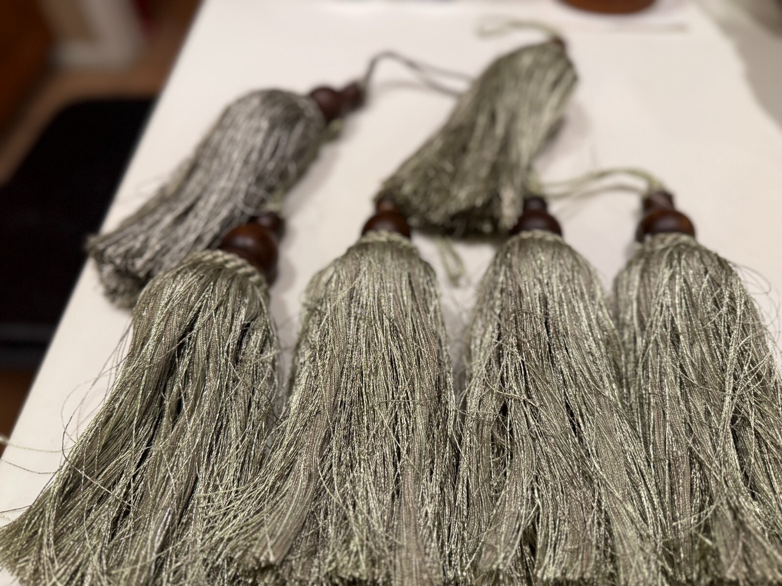 6 Lavish Large Curtain & Drapery Hand Crafted Tassel Tiebacks 8.5″L 5 SAGE 1 GRA