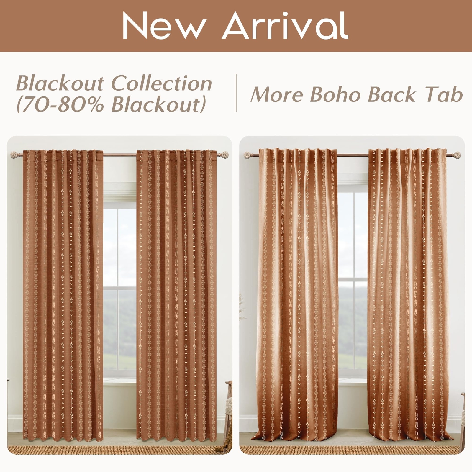 Boho Curtains 84 Inch Length 2 Panels Set for Bedroom,Vintage Floral Rustic B…