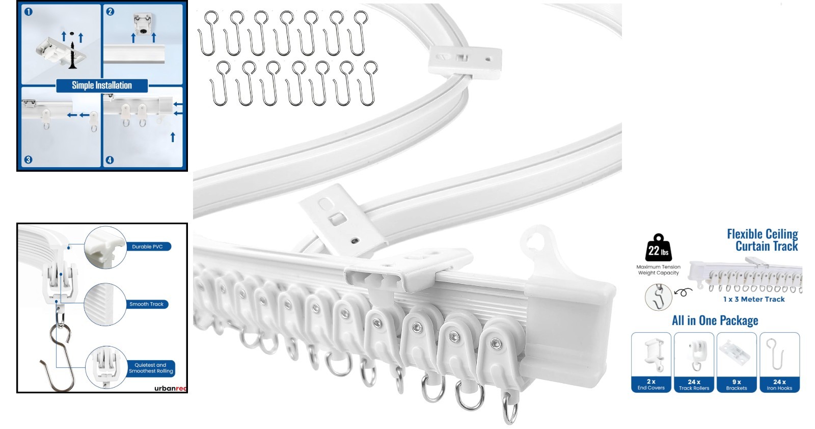 Flexible 9.8ft Bendable Curtain Track – Customizable Room Divider Solution