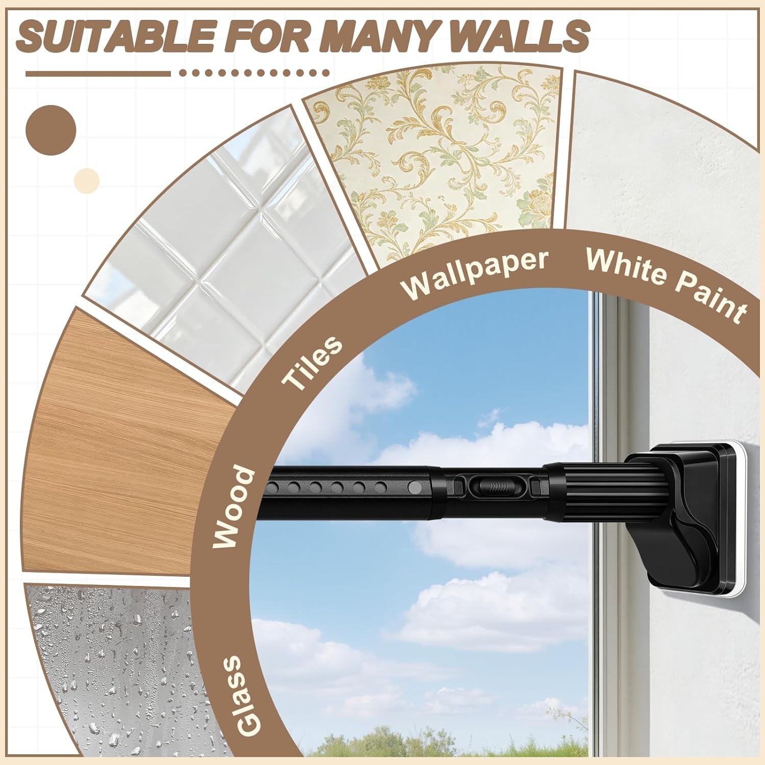 Tension Curtain Rod No Drilling, 41-173 Inch Extra Long Heavy Duty Tension Rod,