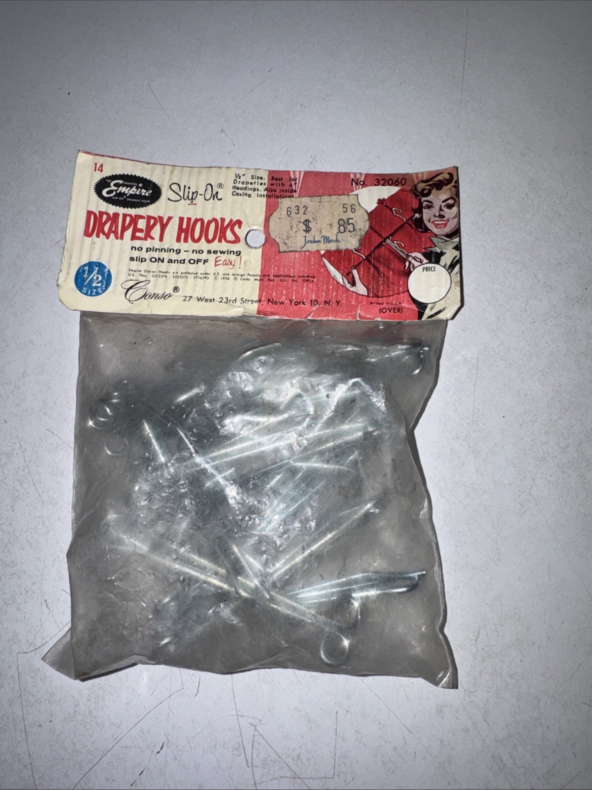 Vintage Empire Drapery Slip On Hooks 1/2 In 14 Pc Empire Products 32060 NIP