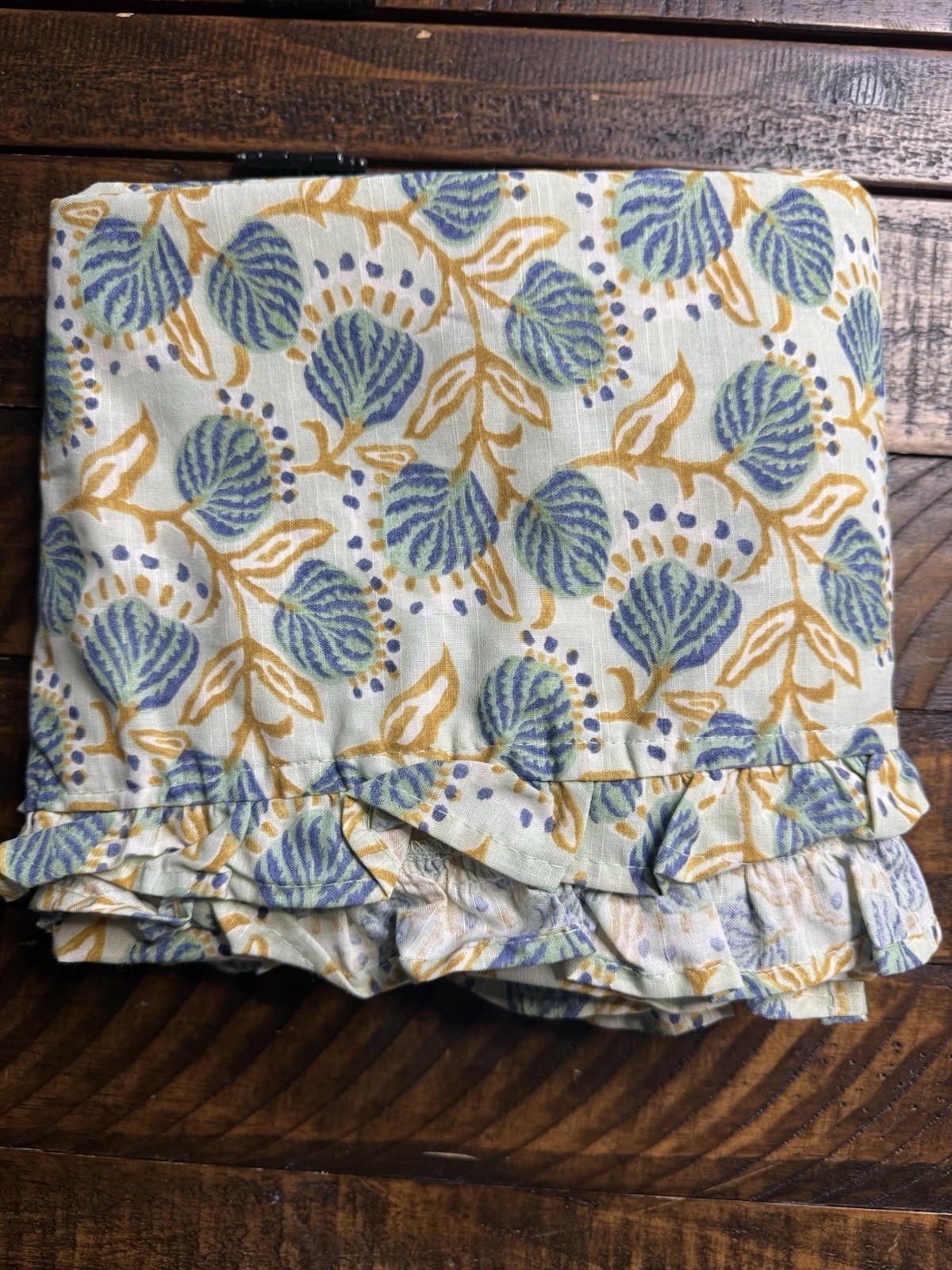 West Elm Vine Floral Ruffle Curtain 48”x84” (1 Panel) Fog Green- Open Box!