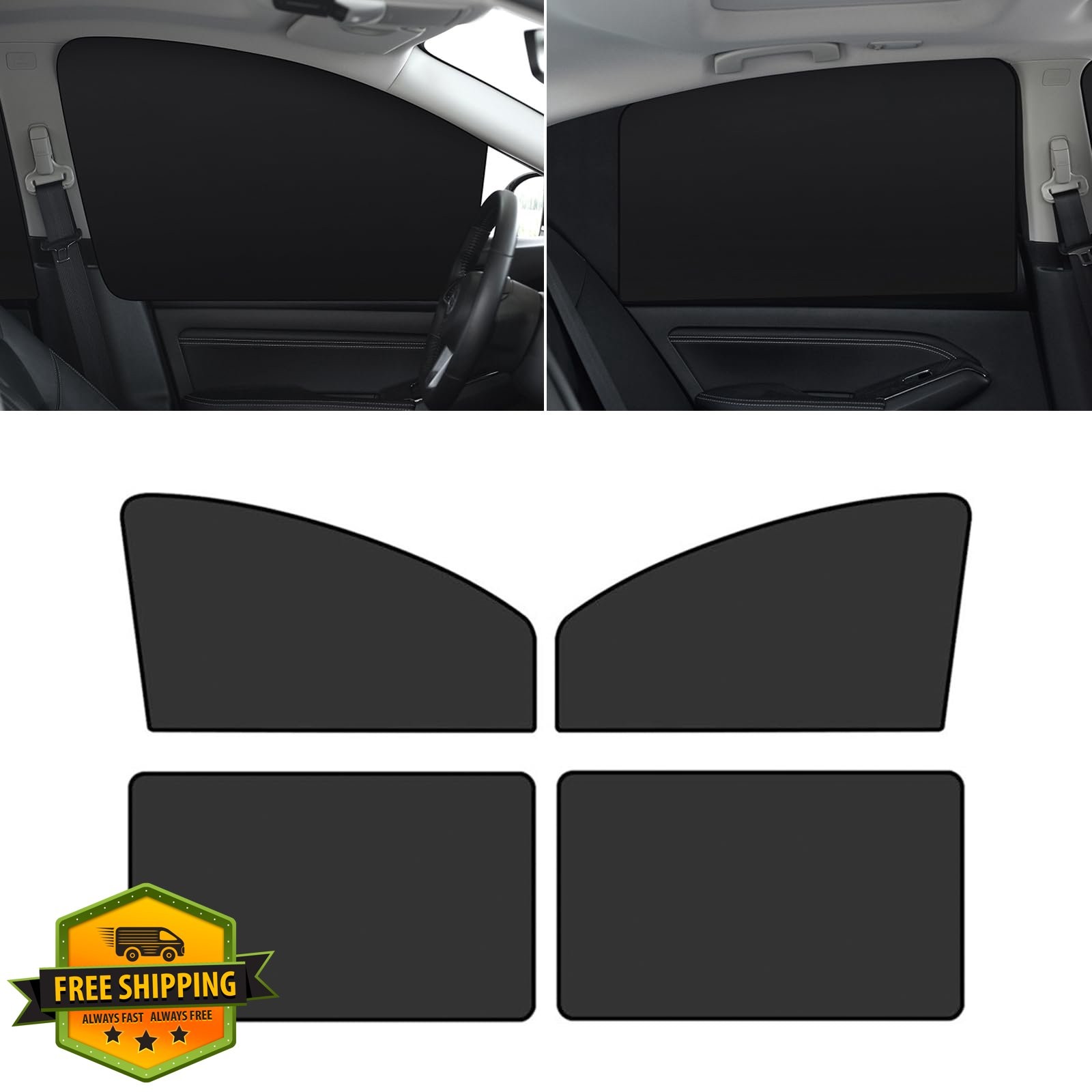 Flygun 4 PCS Black Car Window Sun Shade