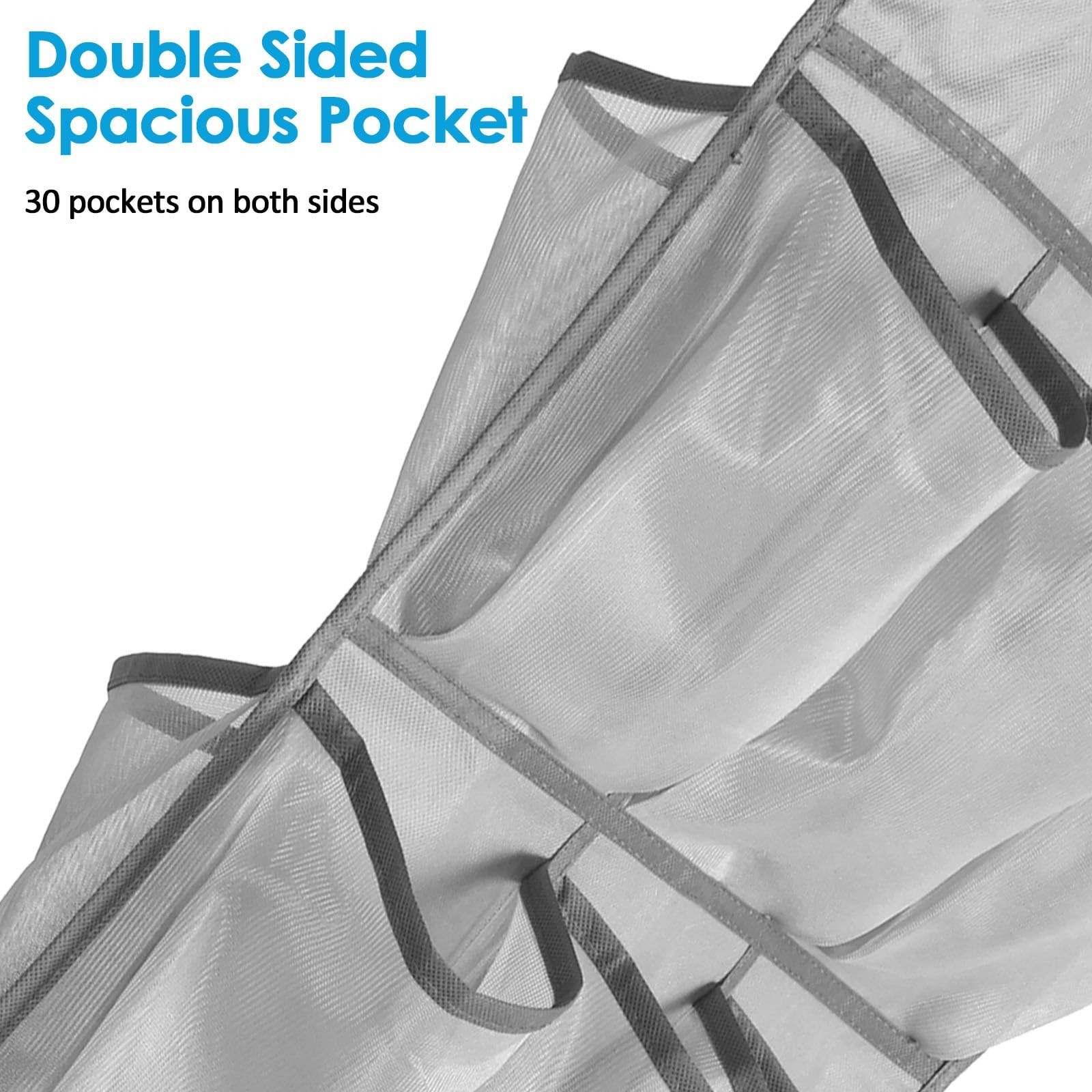 3Pcs 30 Large Pockets Dual Sided Hanging Shoe Organizer Double-Side Closet St…