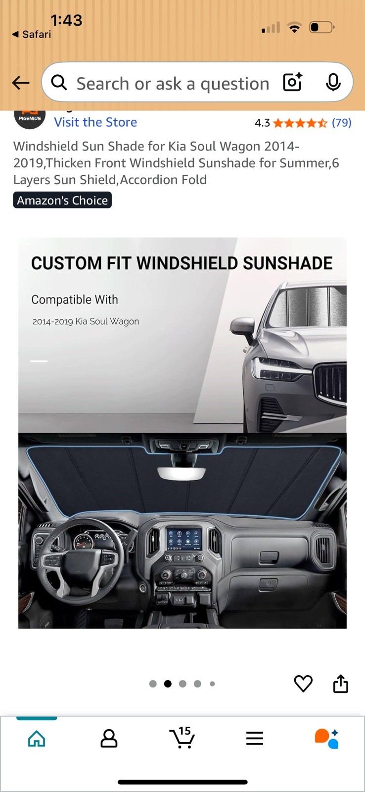 Pigenius Windshield Sun Shade for Kia Soul Wagon 2014-2019,Front Window Sunsh