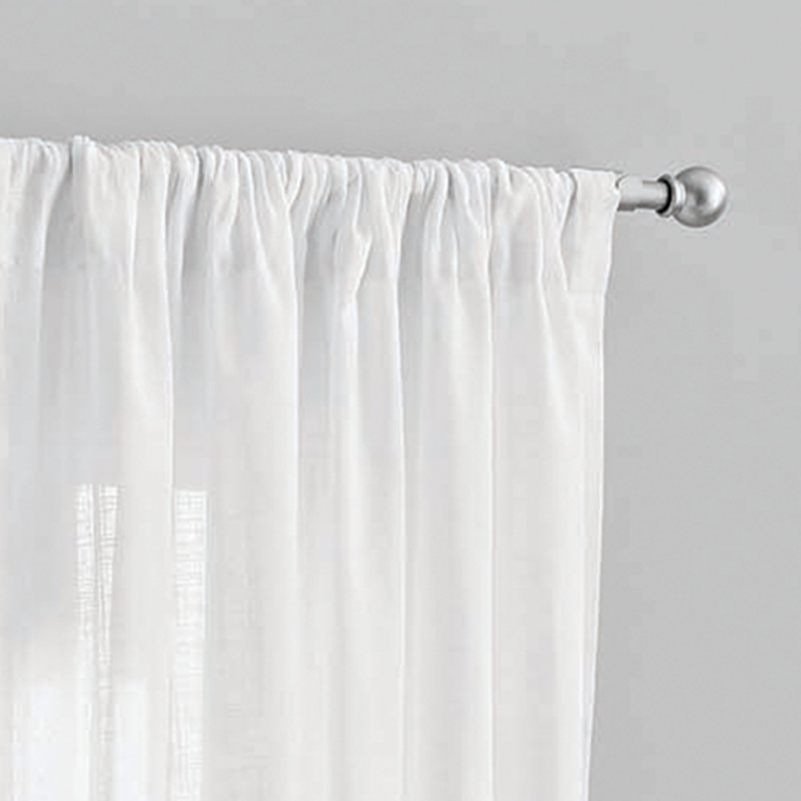 100% Cotton Indoor Sheer Rod Pocket Single Curtain Panel , White , 50″ W x 63″L