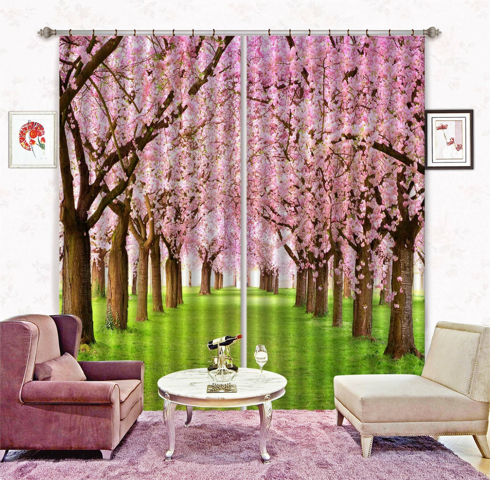 3D Cherry Blossom Forest ZHUA1443 Blockout Photo Curtain Fabric Window Zoe
