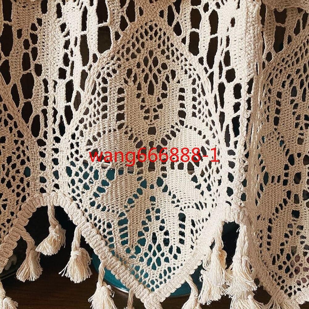 Rustic Crochet Lace Kitchen Window Curtain Valance Cafe Tiers Farmhouse Decor