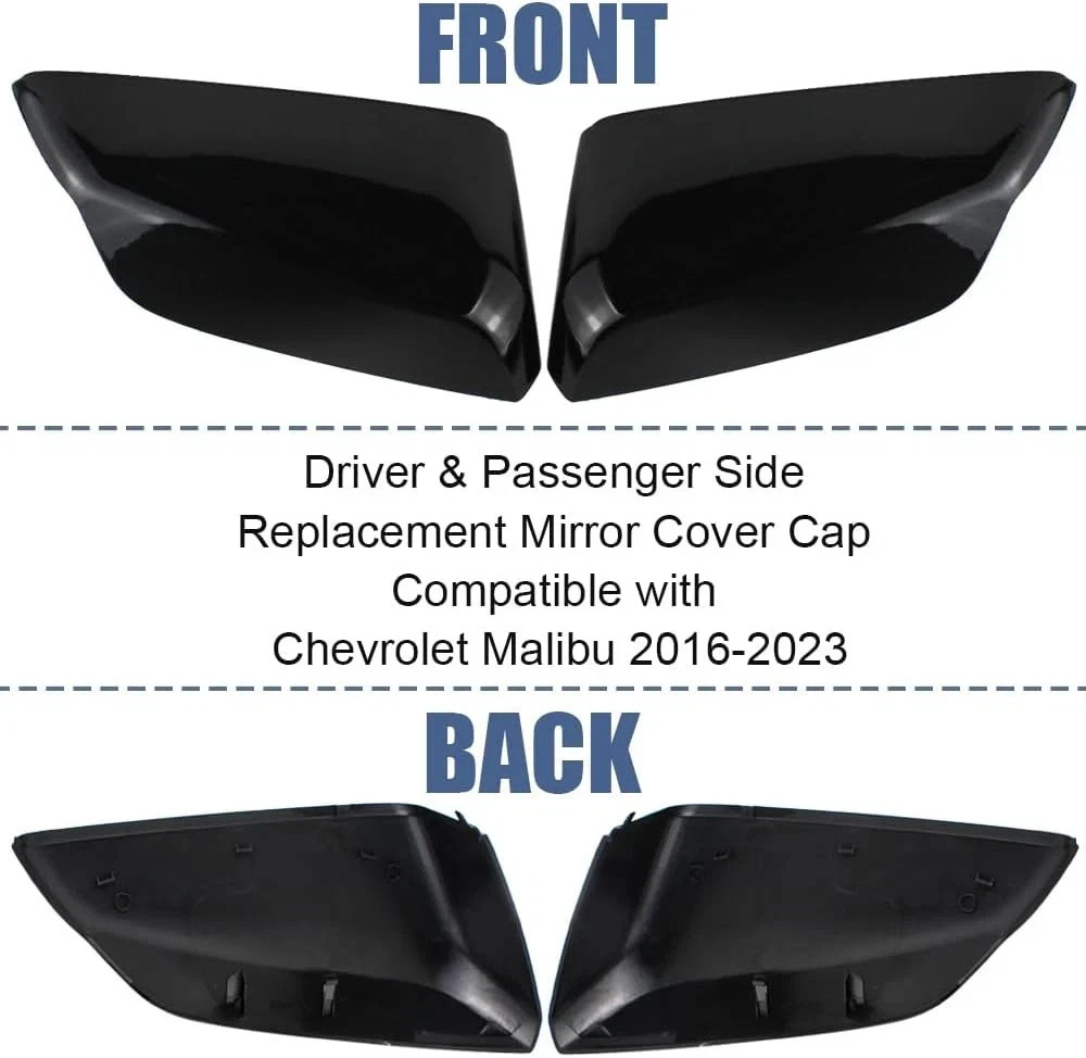Side Mirror Cover Cap Compatible with Chevrolet Malibu 2016-2024 Replaces Drive